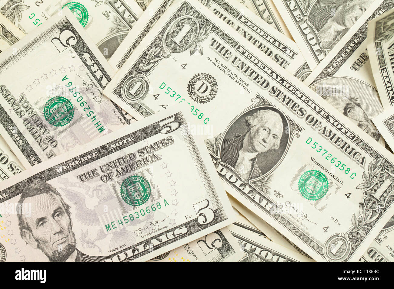 Bargeld in US-Dollar Hintergrund. Amerikanische Dollar Geld Stockfoto