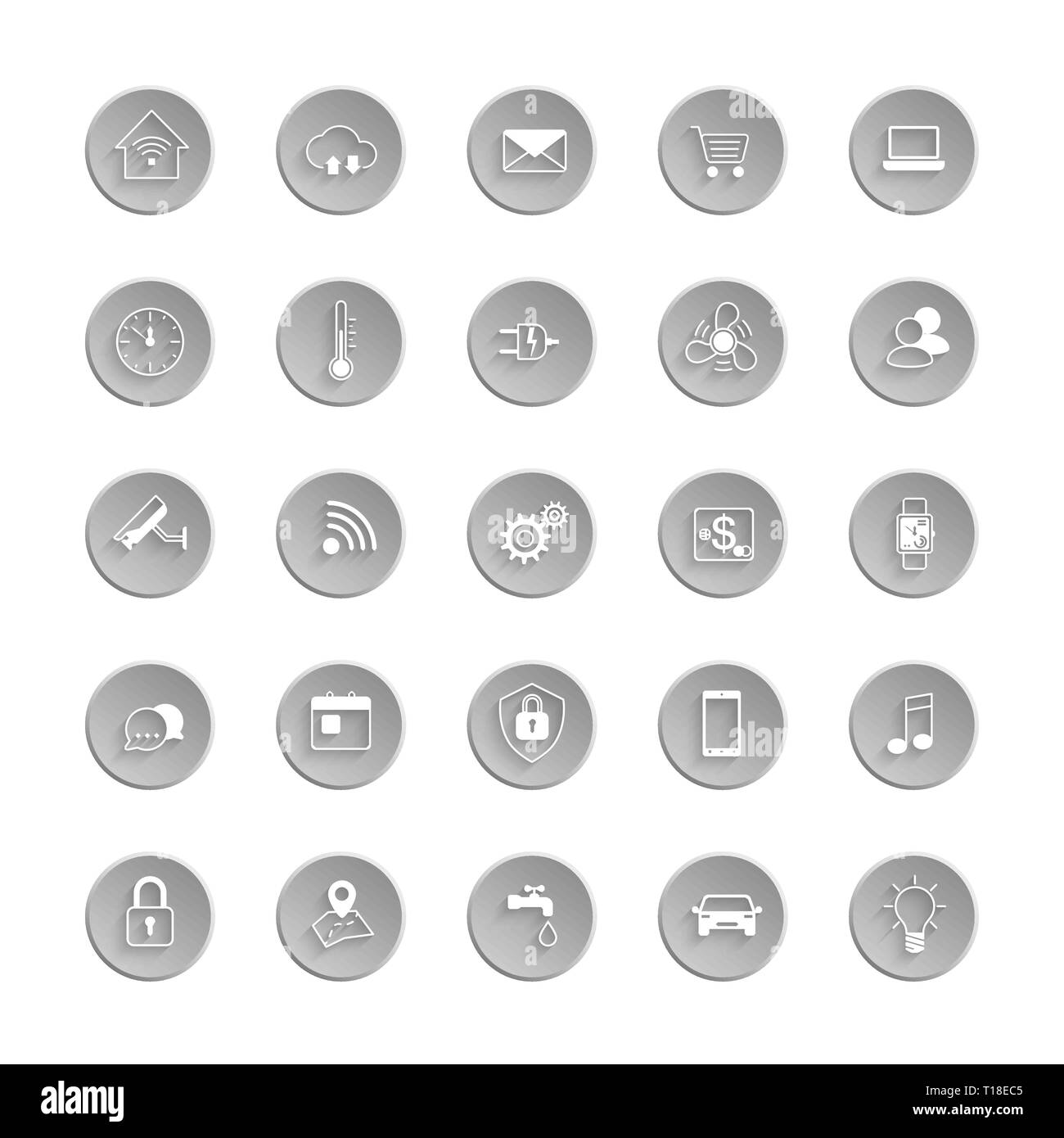 Internet der Dinge Web Icon Set. Automatisierungssystem Smart house oder Smart City. Vector Illustration Stock Vektor