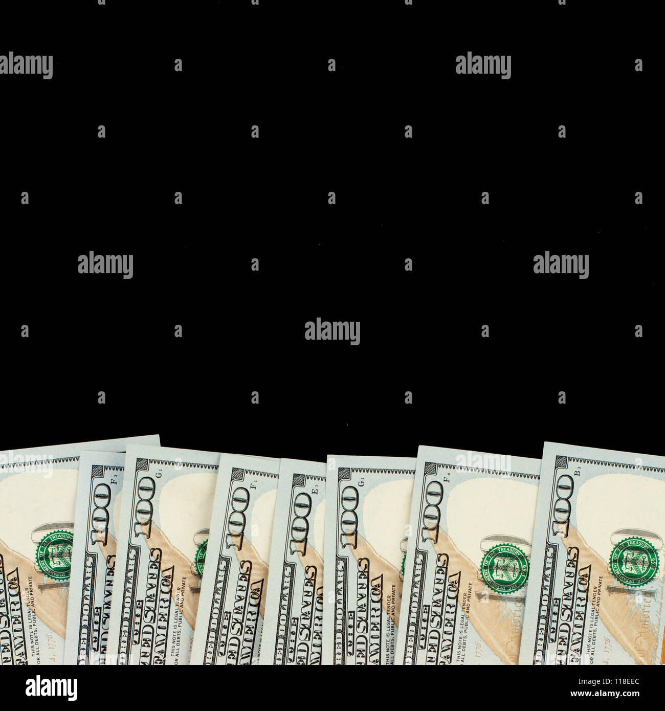 Reichtum Geld cash Hintergrund mit amerikanischen Dollar Bill 100 Banknoten Stockfoto