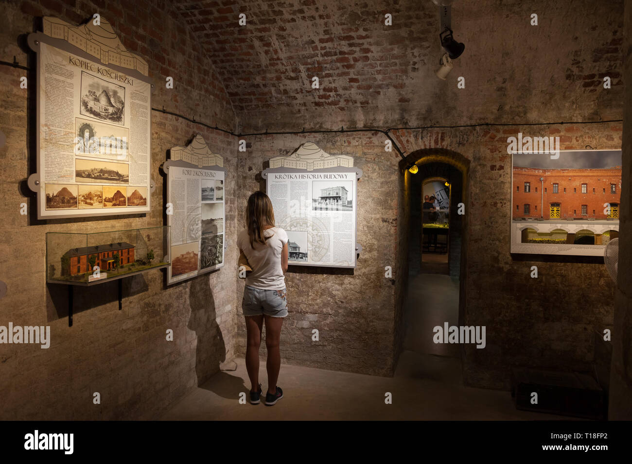 Museum Kosciuszko Damm in Krakau, Polen, der Festung und der Stadt 1846-1918 Ausstellung im Süden Caponier von Fort 2 " Kosciuszko". Stockfoto