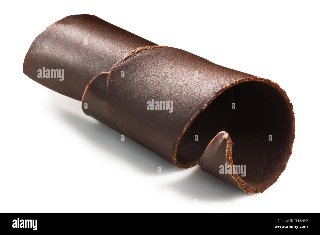 Schokolade rasieren oder curl auf Weiß isoliert Stockfoto