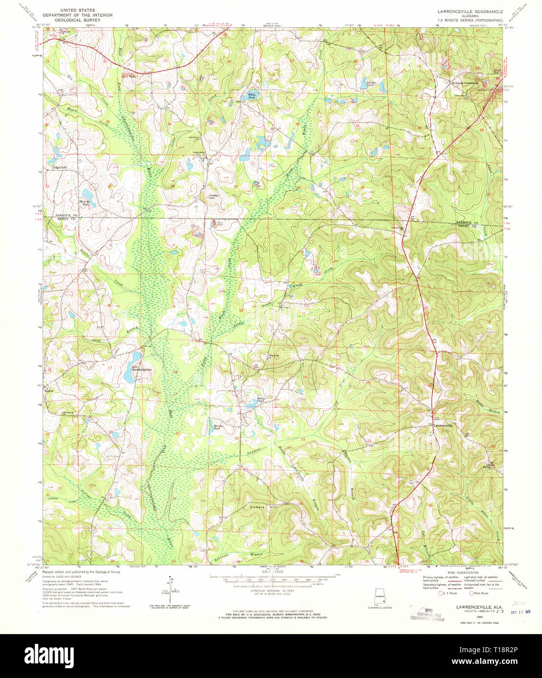 USGS TOPO Karte Alabama AL Lawrenceville 304385 1969 24000 Stockfoto