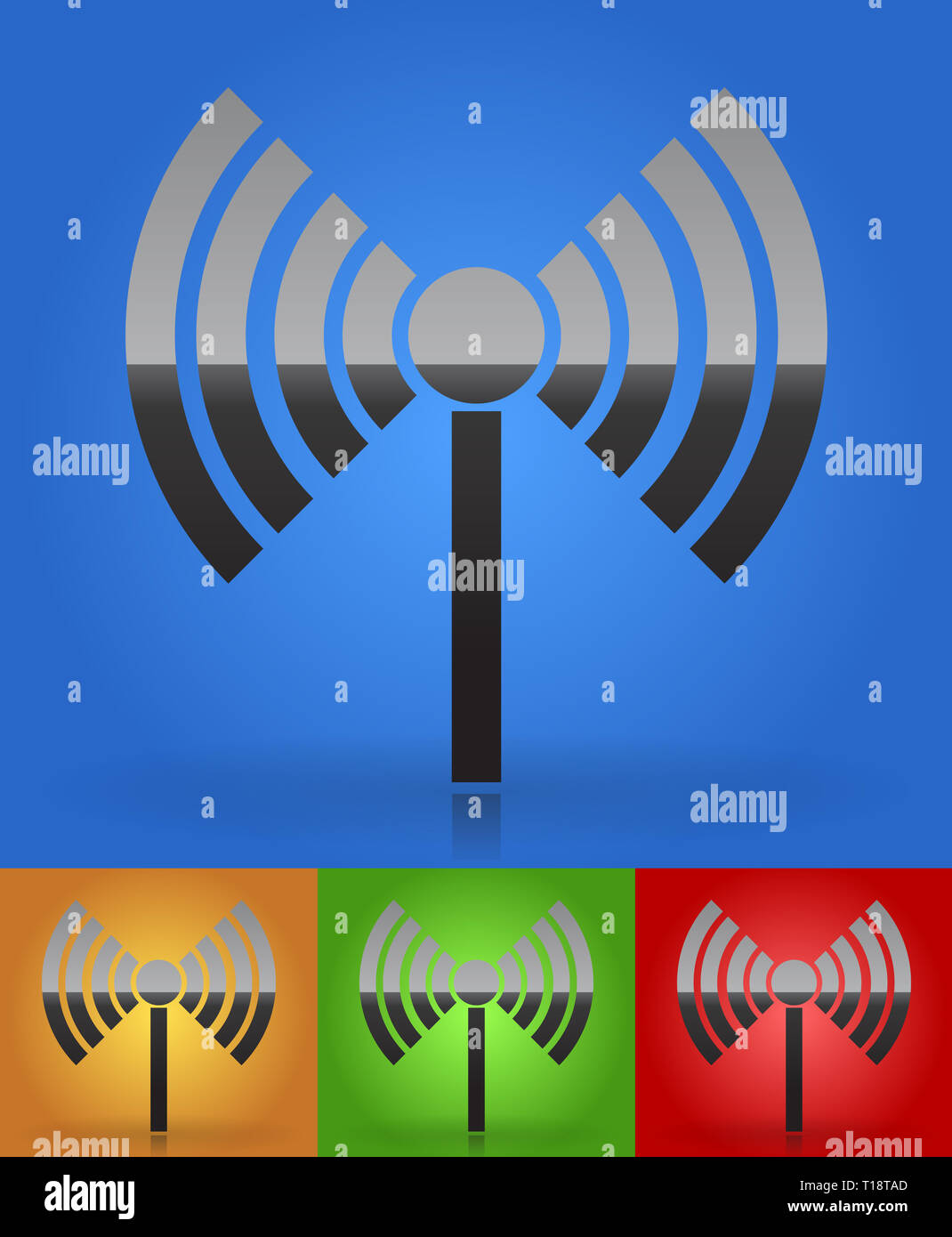 Radio Tower, Funk, drahtlose Verbindung, Antenne, Sender Symbole Vektor Elemente. Stockfoto