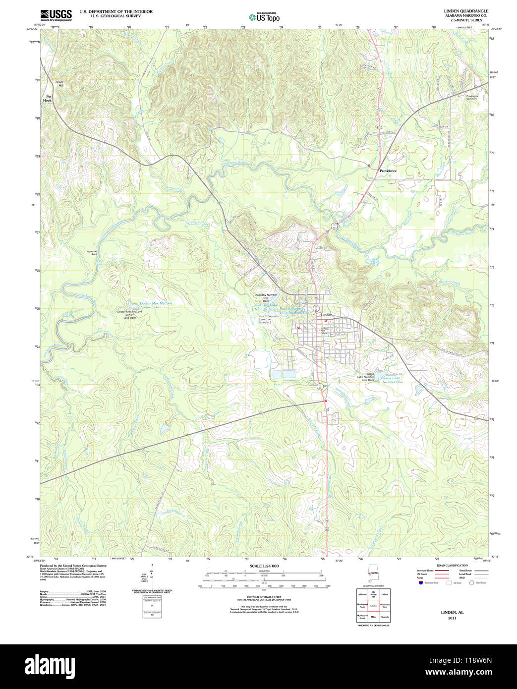USGS TOPO Karte Alabama AL Linden 20111206 TM Stockfoto