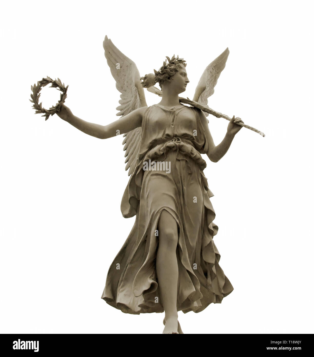 Vorderansicht der Statue der Göttin Nike, von freistellungspfaden isoliert  Stockfotografie - Alamy
