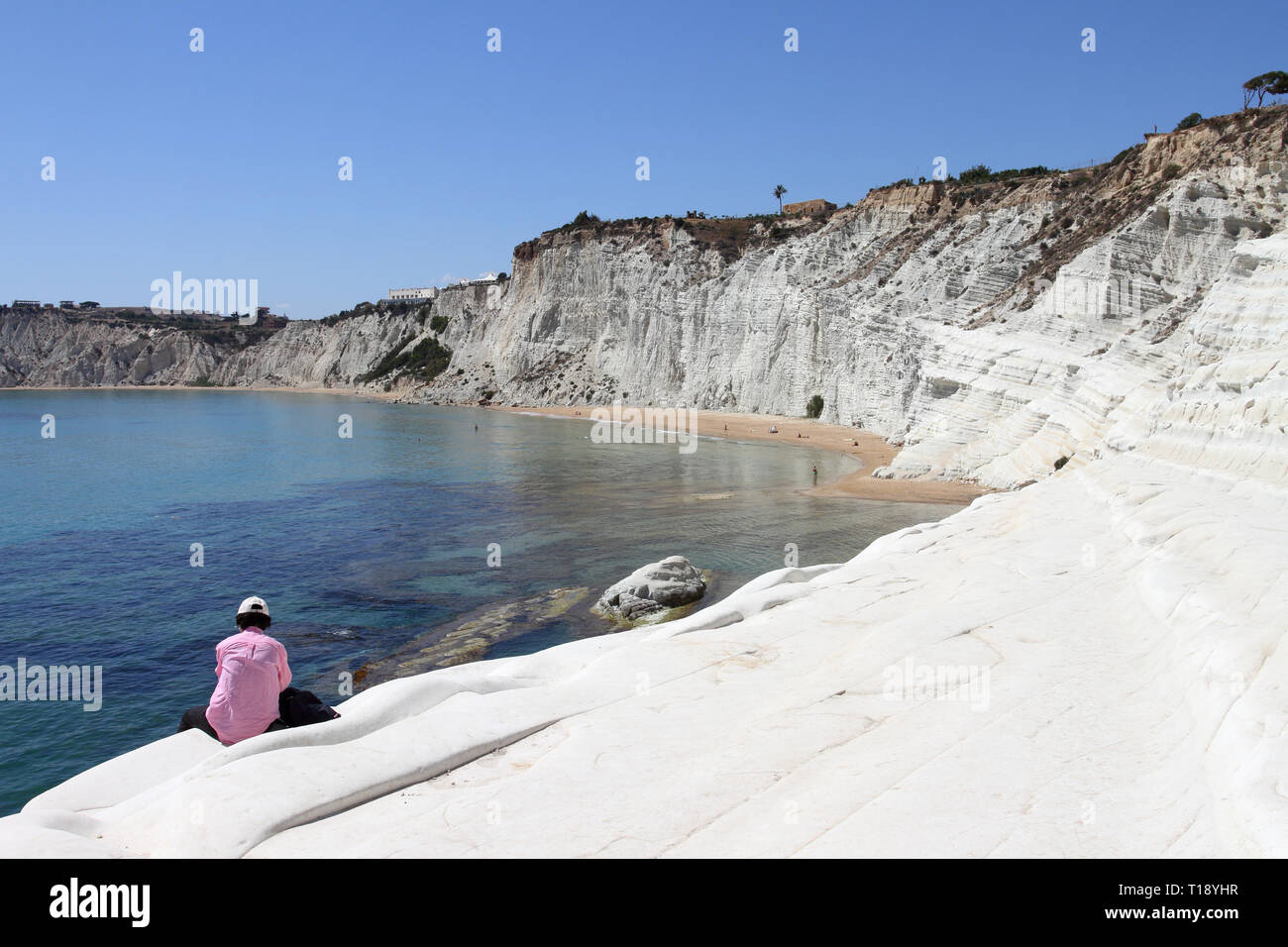 Details von Scala dei Turchi, Landschaft und das Leben vor Ort Stockfoto