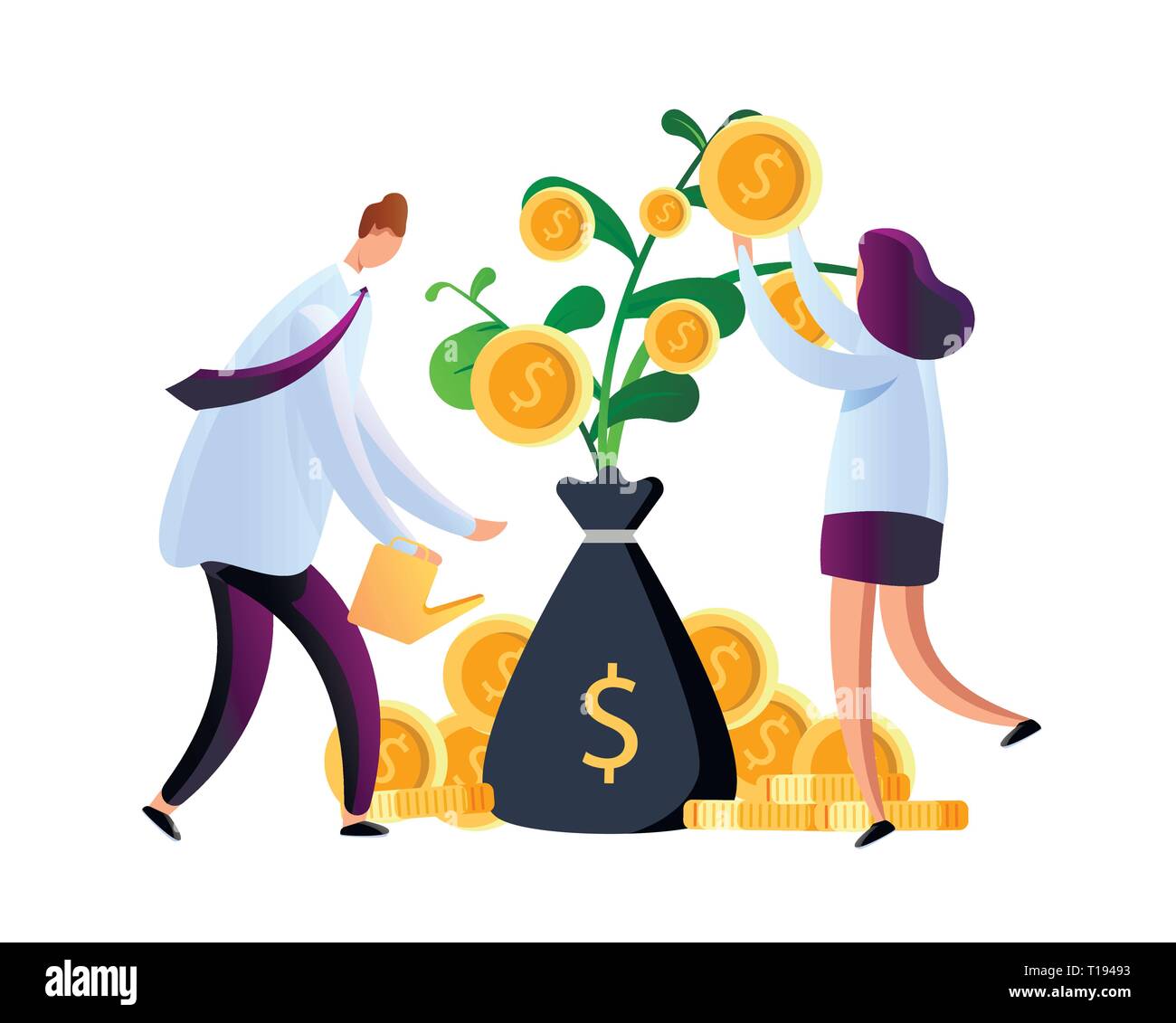 Geld wachsende Pflanze Stock Vektor