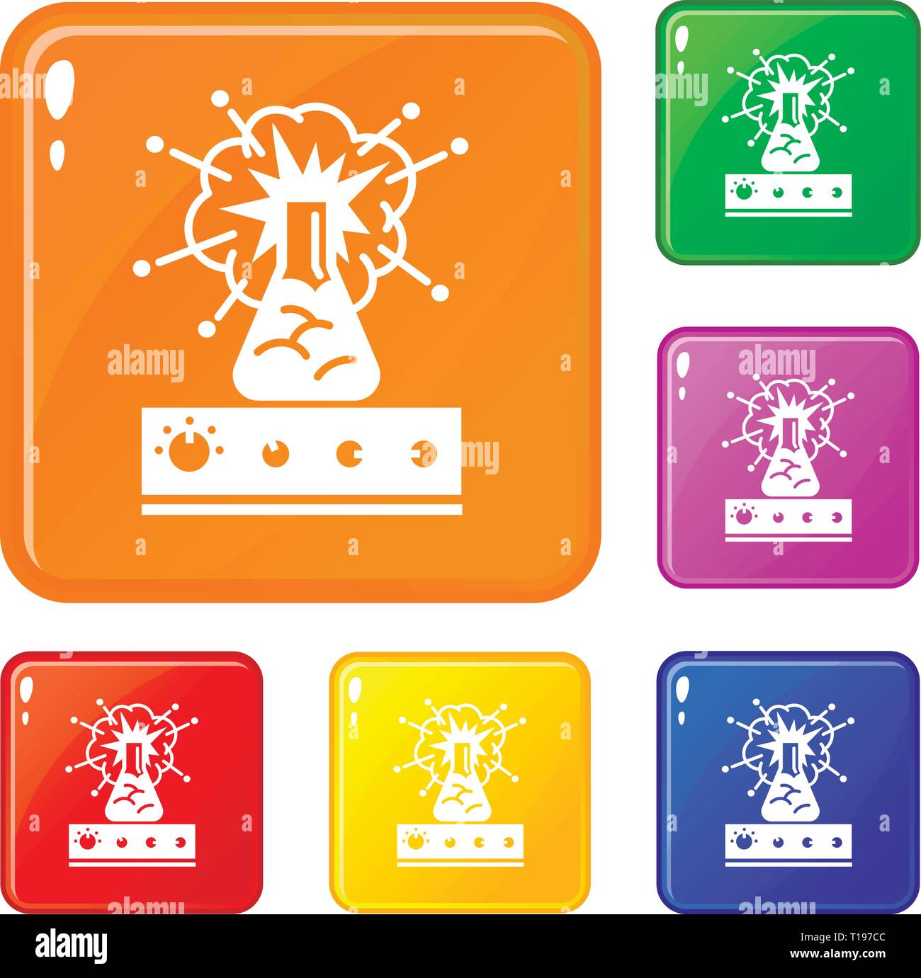 Kolben explosion Icons Set Vector Farbe Stock Vektor