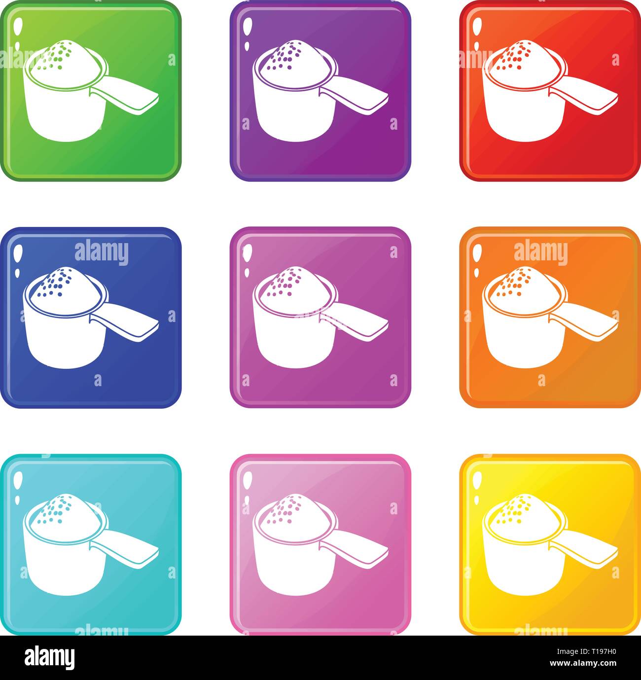 Waschmittel Dosis Icons Set 9 Colour Collection Stock Vektor
