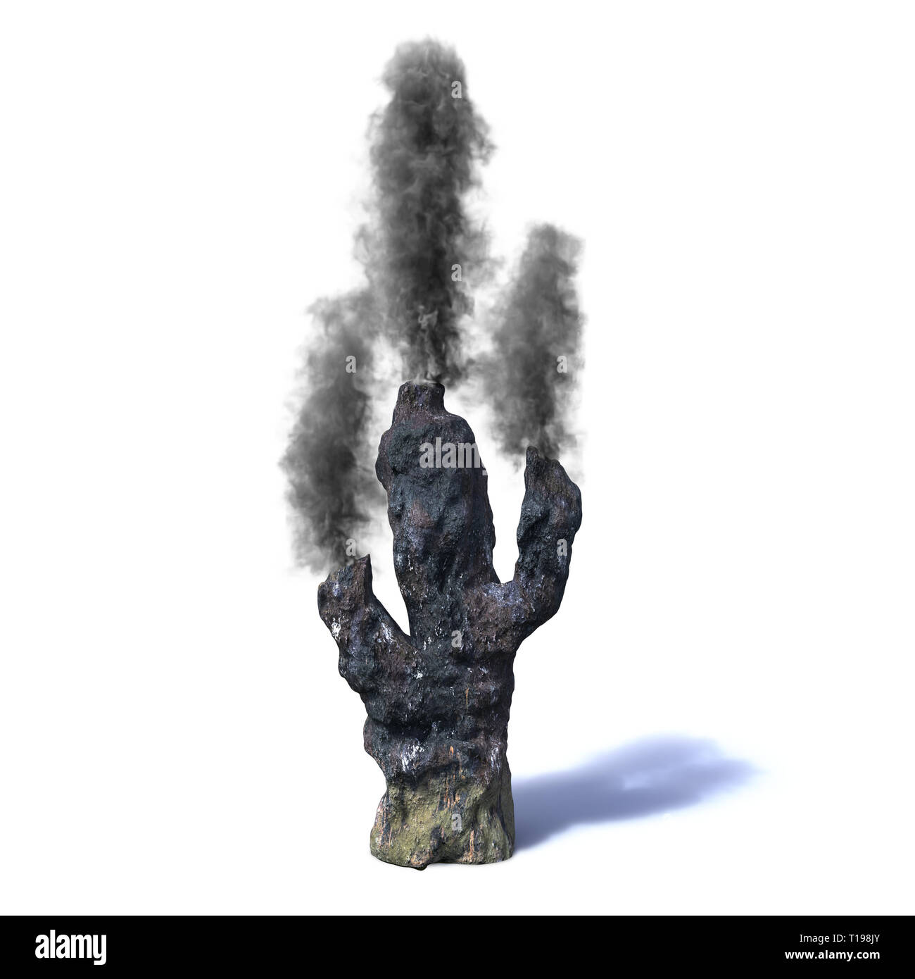 Hydrothermal vent, Schwarzer Raucher (3D-Rendering auf weißem Hintergrund) Stockfoto