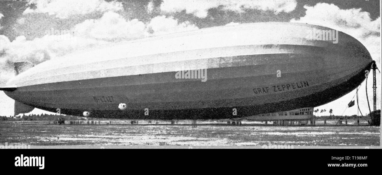 Verkehr/Transport, Luftfahrt, Zeppelin, Zeppelin LZ 127 "Graf Zeppelin", an der Mooring Mast in Pernambuco, Recife, Brasilien, 21.5.1930, Additional-Rights - Clearance-Info - Not-Available Stockfoto
