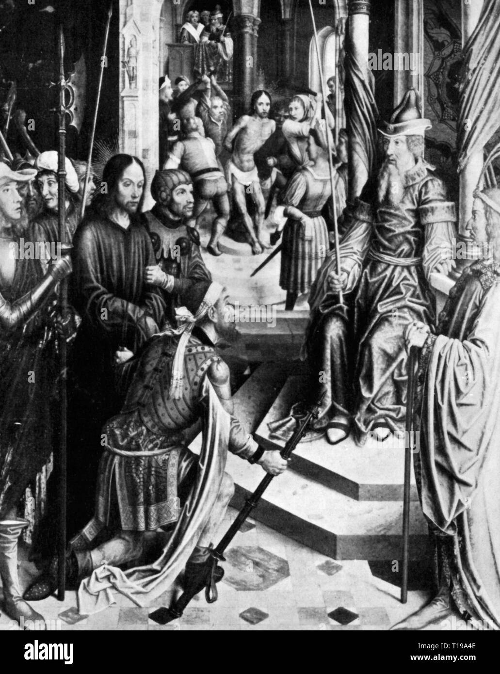 Religion, Christentum, Jesus Christus, Passion, Christus vor Pilatus, Malerei, vom Meister von St. Severin, circa 1500, Artist's Urheberrecht nicht gelöscht werden Stockfoto