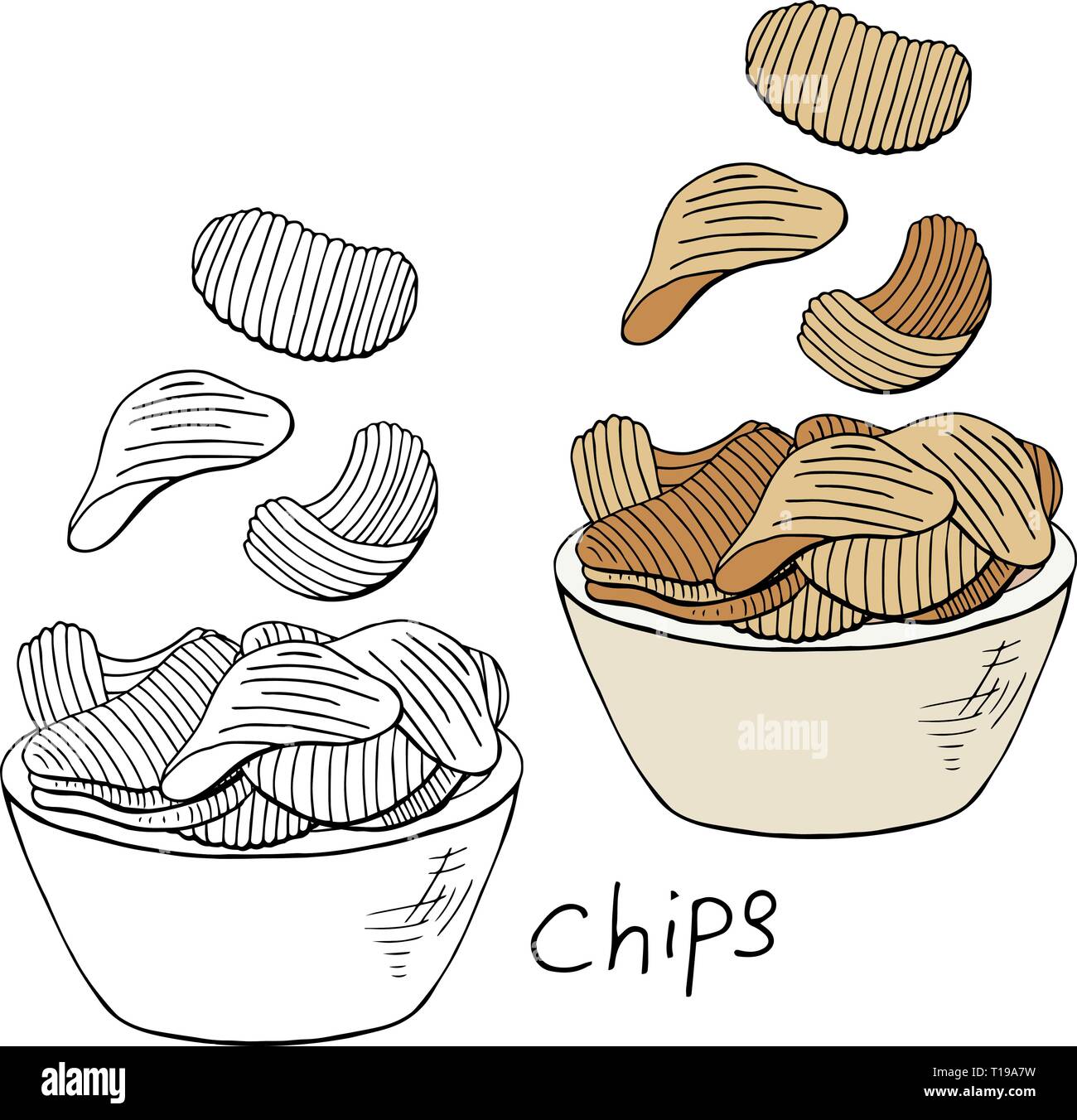 Hand chips Sammlung schwarzweiß und Farbe Stock