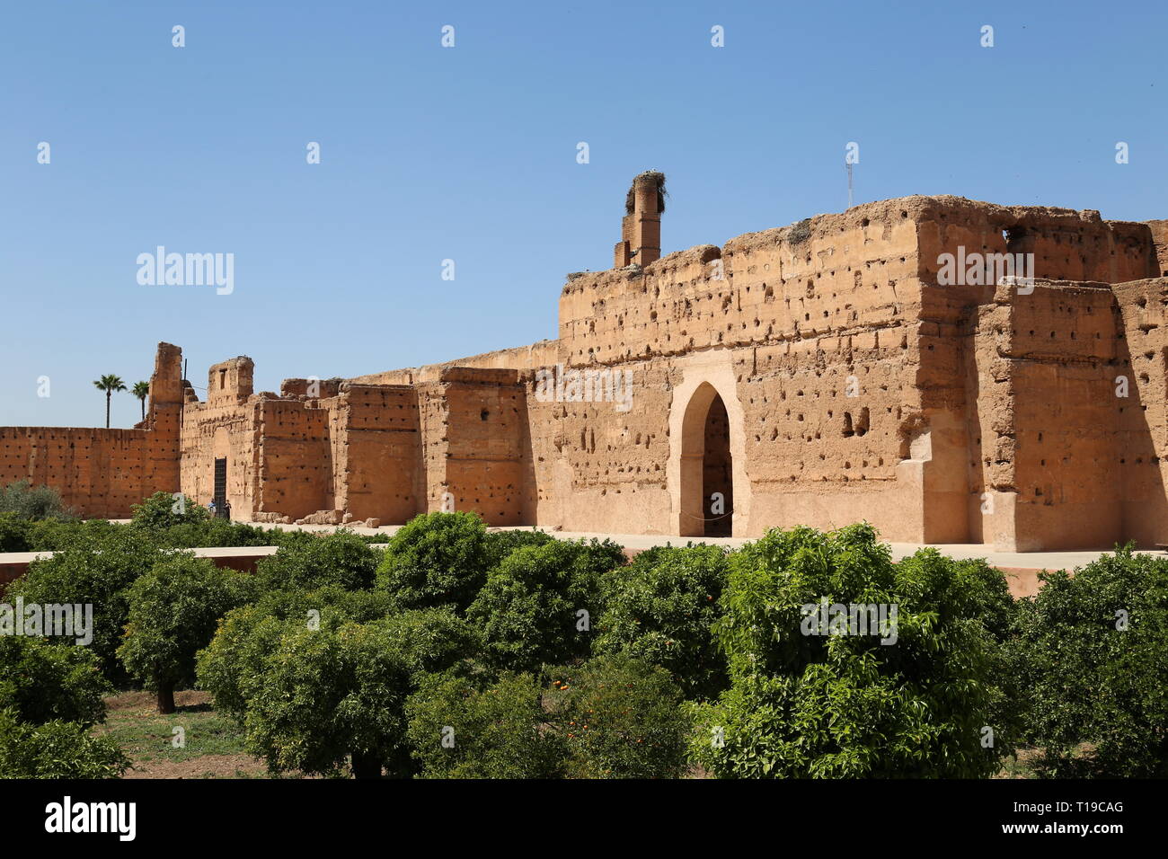 Torhaus, Badi Palast, Place des Ferblantiers, Kasbah, Medina, Marrakesch, Marrakesh-Safi region, Marokko, Nordafrika Stockfoto