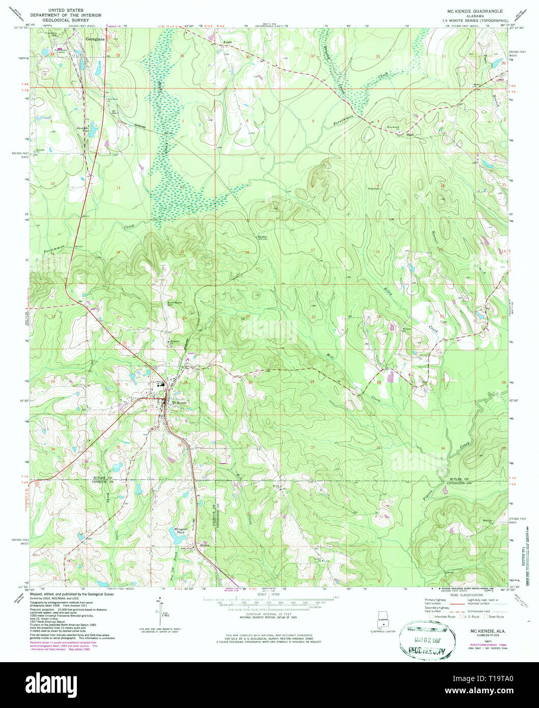 USGS TOPO Karte Alabama AL Mc Kenzie 304529 1971 24000 Stockfoto