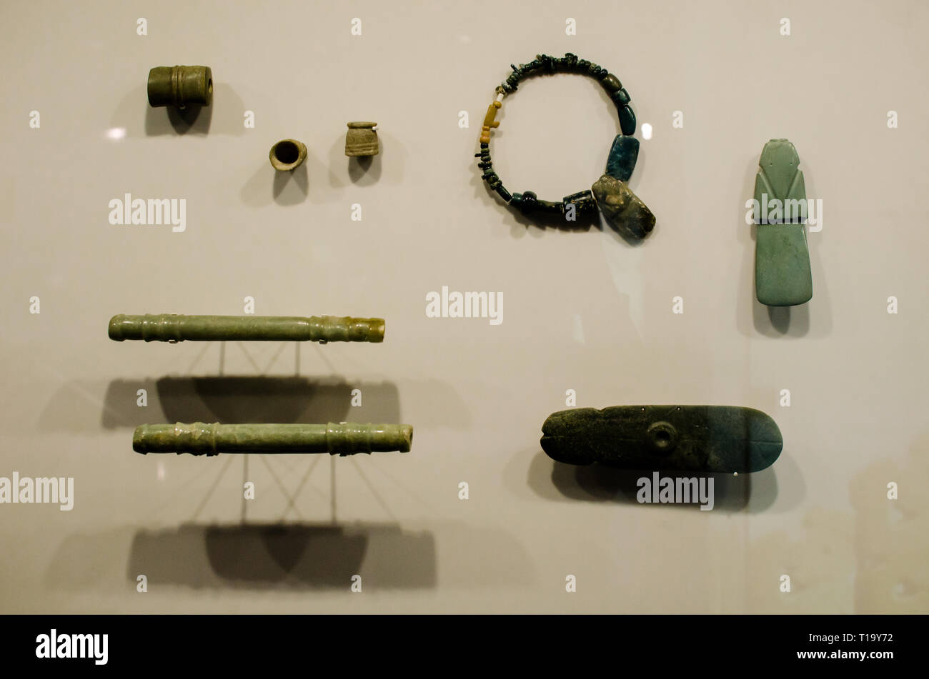 Objekte im Museo del Jade y la Cultura Precolombina in Costa Rica Stockfoto
