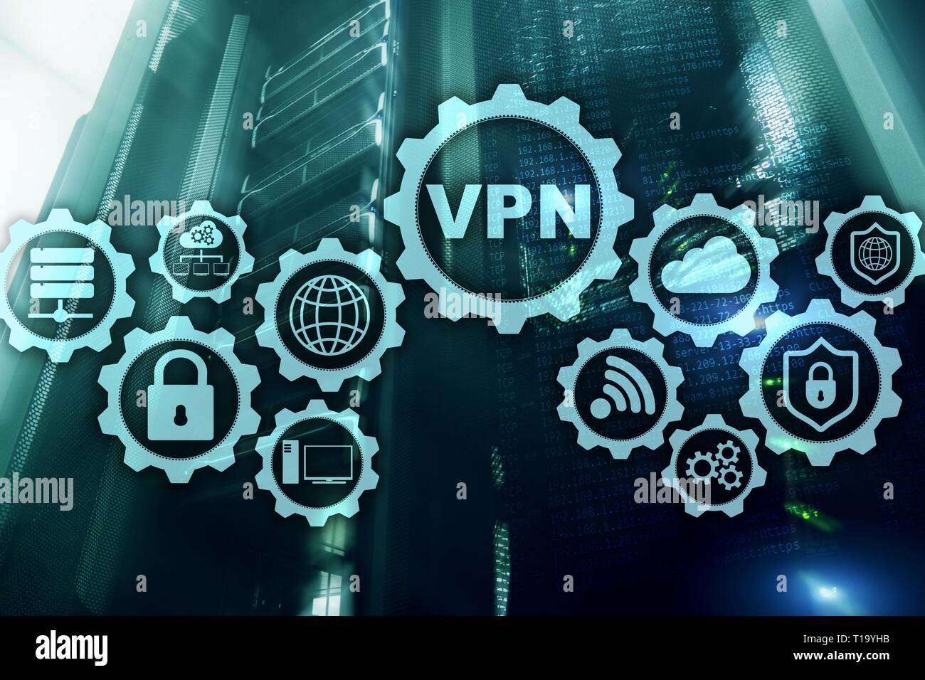 Sichere VPN-Verbindung. Virtuelles privates Netzwerk oder Internet Security Konzept. Stockfoto