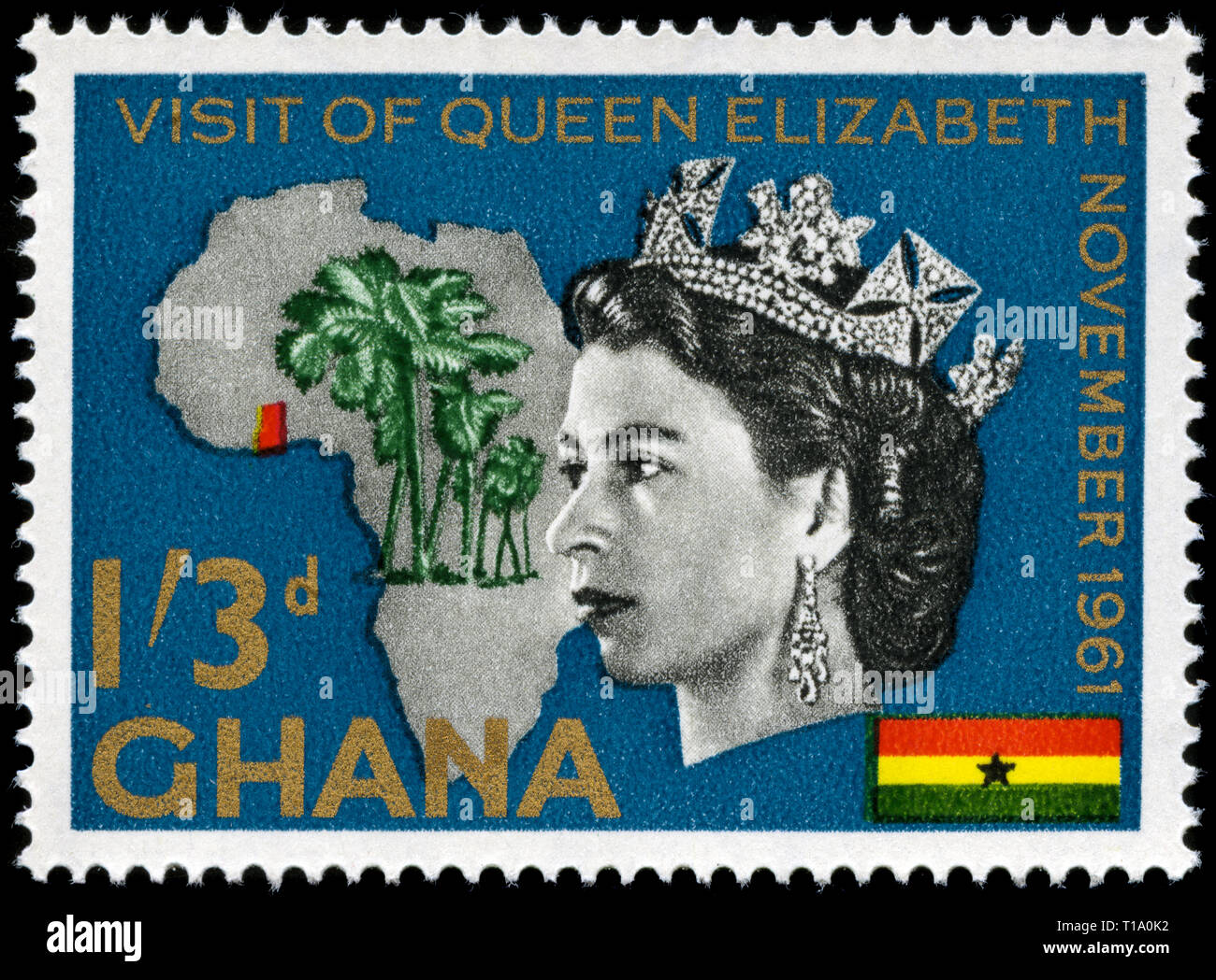 Briefmarke aus Ghana in den königlichen Besuch in der Serie 1961 Stockfoto
