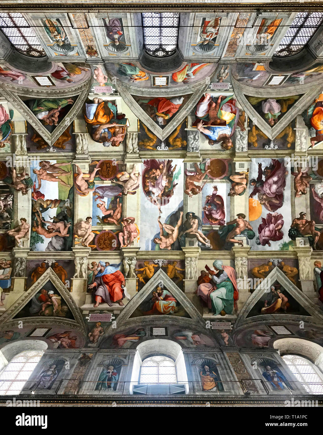 Italien, Vatikan, Sixtinische Kapelle, 27. November 2017, der Decke der Sixtinischen Kapelle im Vatikan Museum Stockfoto