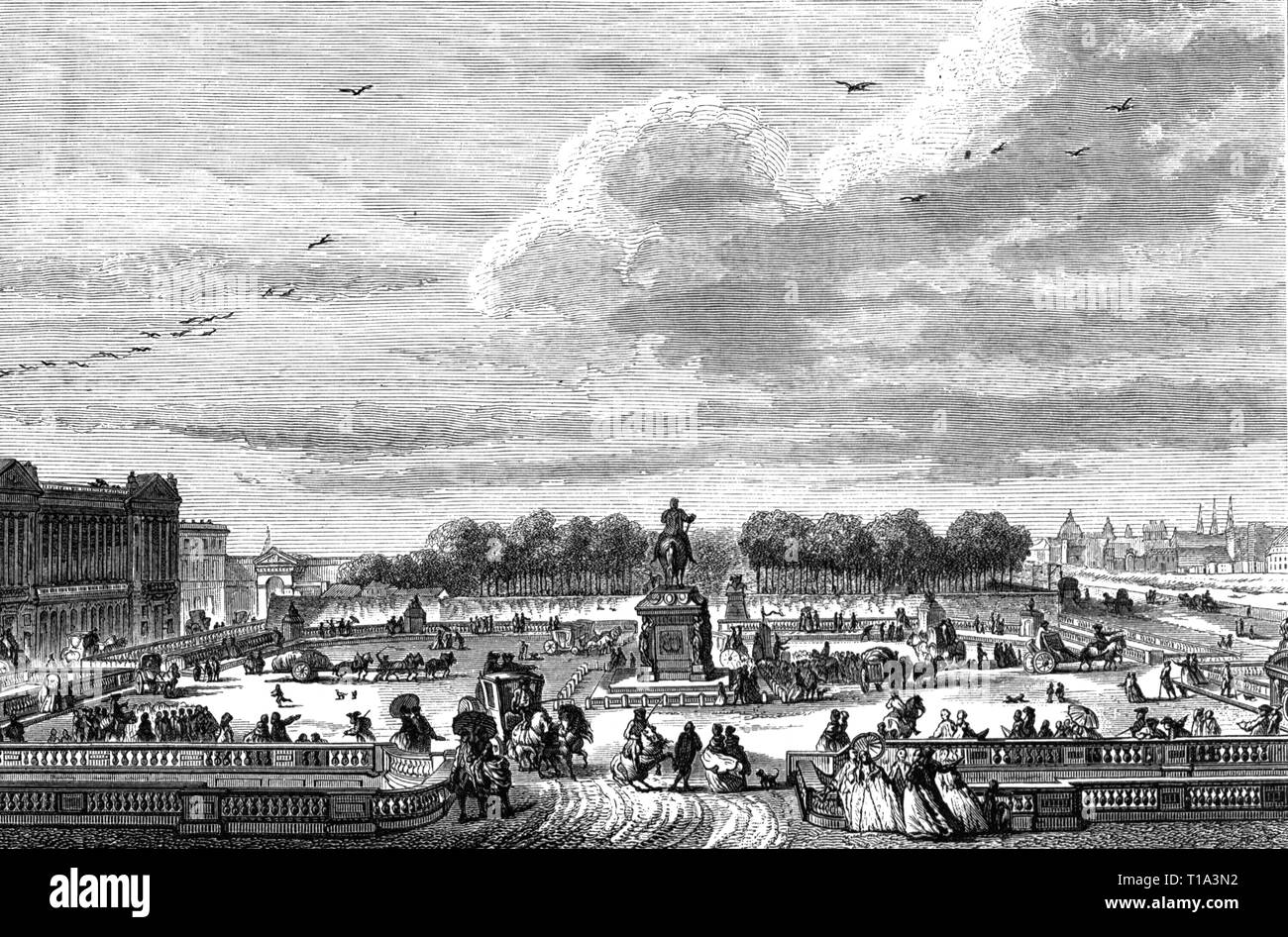 Geographie/Reisen historische, Frankreich, Städte und Gemeinden, Paris, Place Royale (Place de La Concorde), verlegt 1755 - 1776 Artist's Urheberrecht nicht gelöscht werden Stockfoto