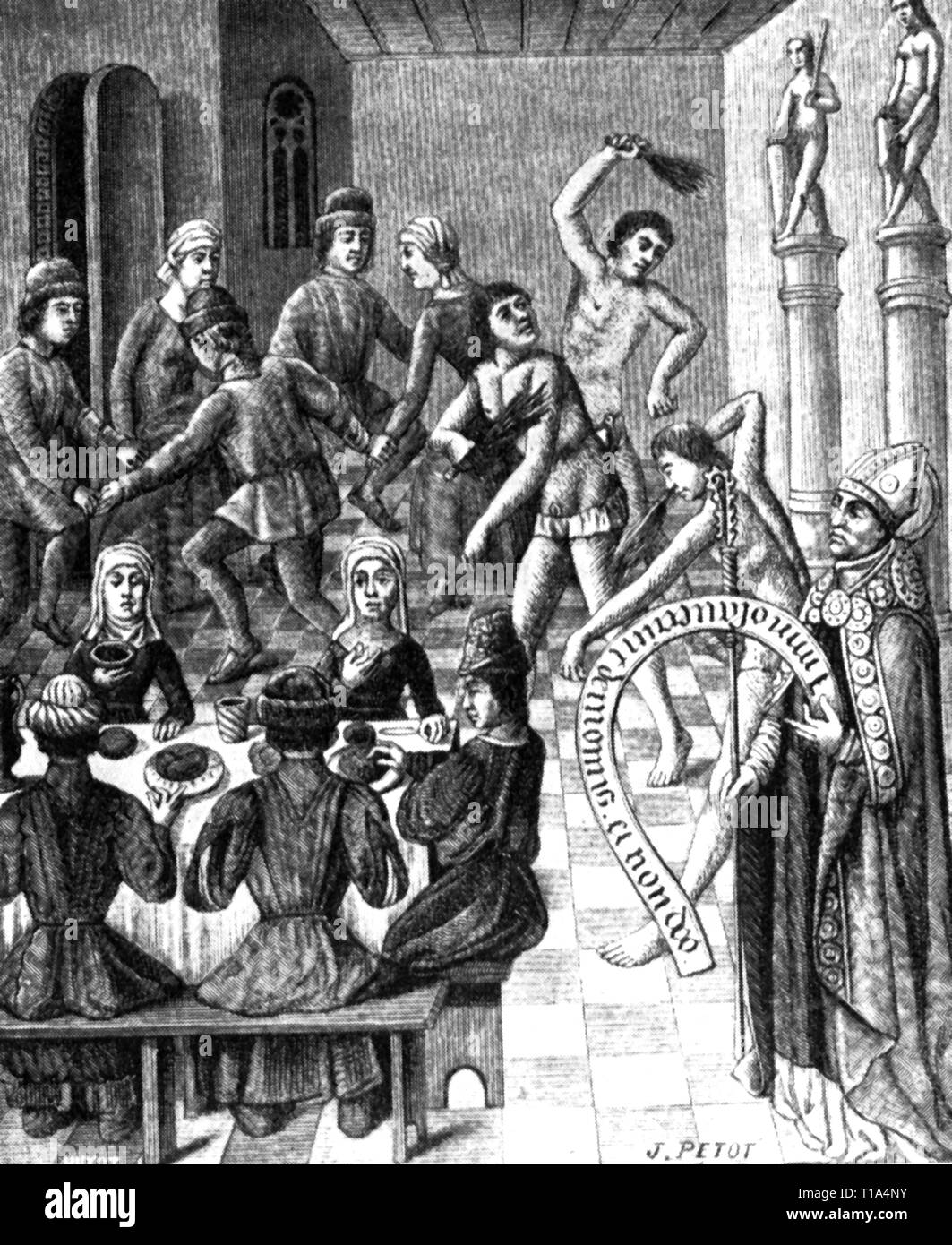 Religion, flagellant, häresie Der flagellanten, von der Miniatur, 15. Jahrhundert angepasst, Artist's Urheberrecht nicht geklärt zu werden. Stockfoto