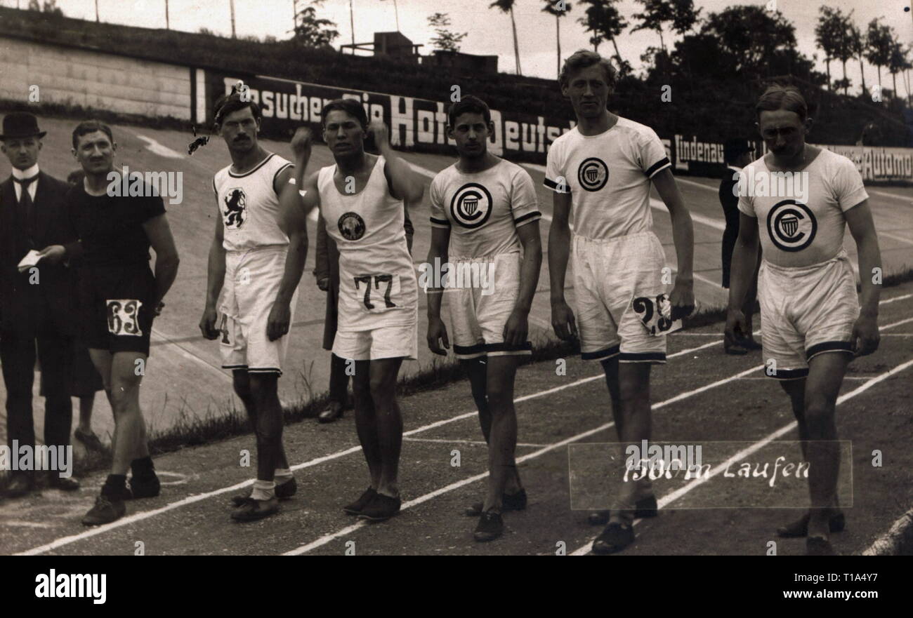 Sport, Leichtathletik, laufen, 1500 Meter, vor dem Start, Postkarte, E