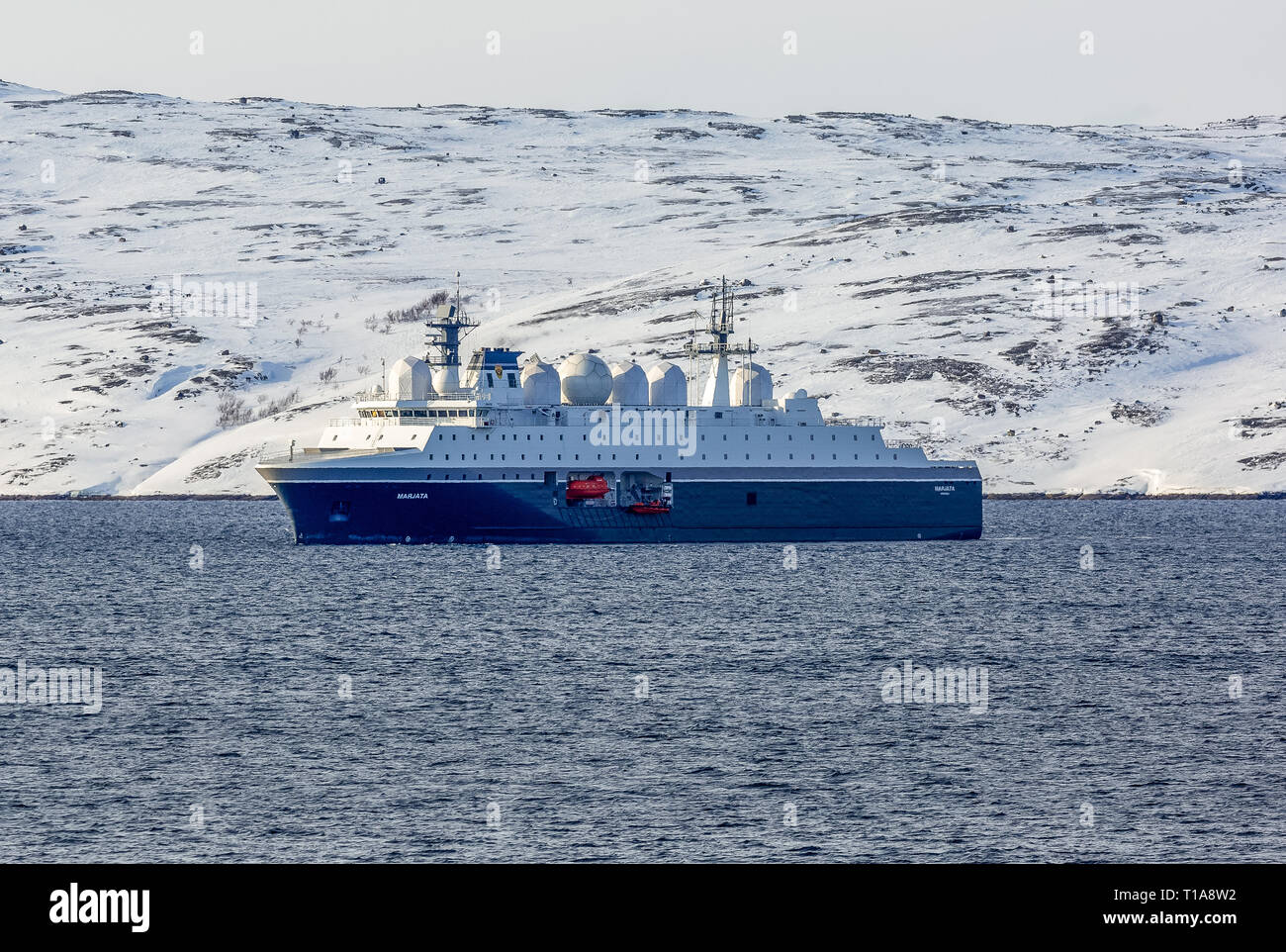 Die FS Margate, eine speziell entwickelte elektronische Intelligenz Auffanggefäß, von Norwegen, in der Nähe der Hafenstadt Kirkenes in Norwegen. Stockfoto