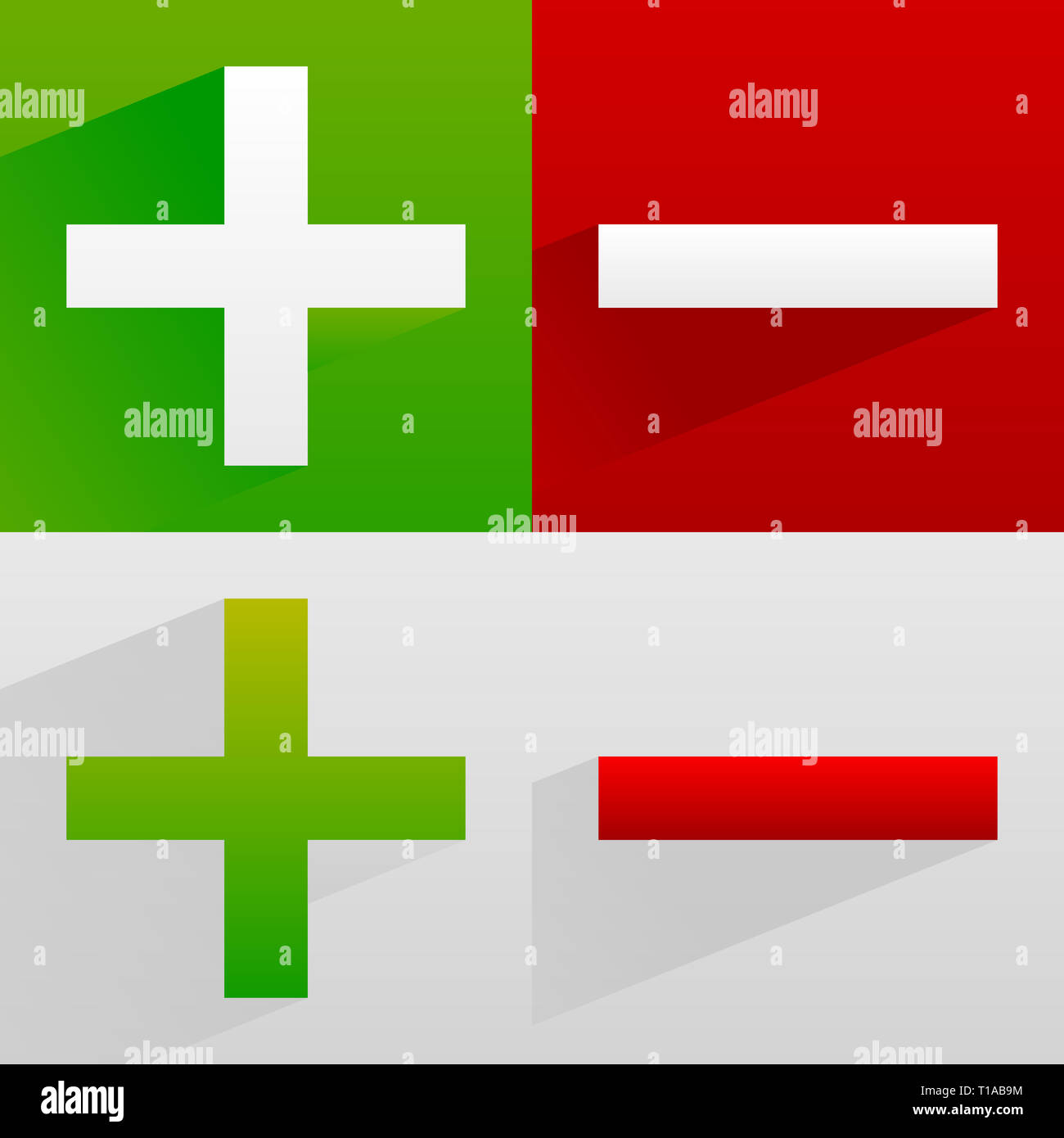 Plus und minusZeichen, Symbole, VektorEps 10 Stockfotografie Alamy