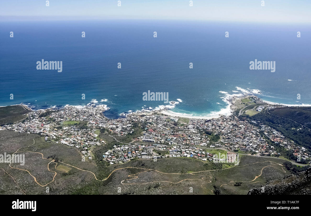 Luftaufnahme von Kapstadt Meer und Küste Stockfoto