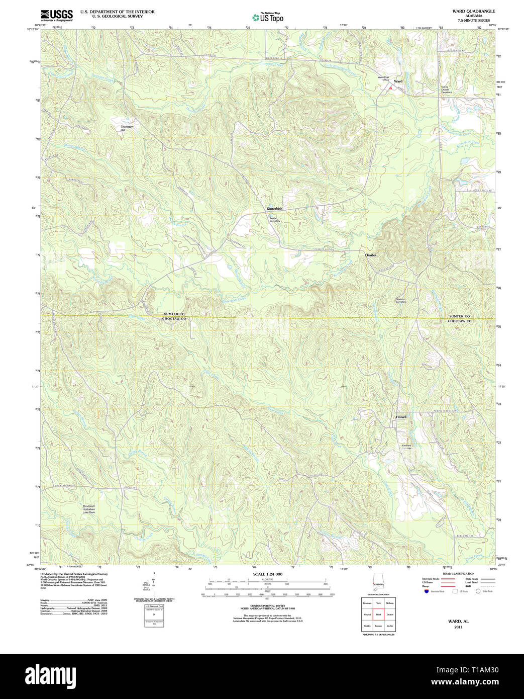 USGS TOPO Karte Alabama AL Ward 20111207 TM Stockfoto
