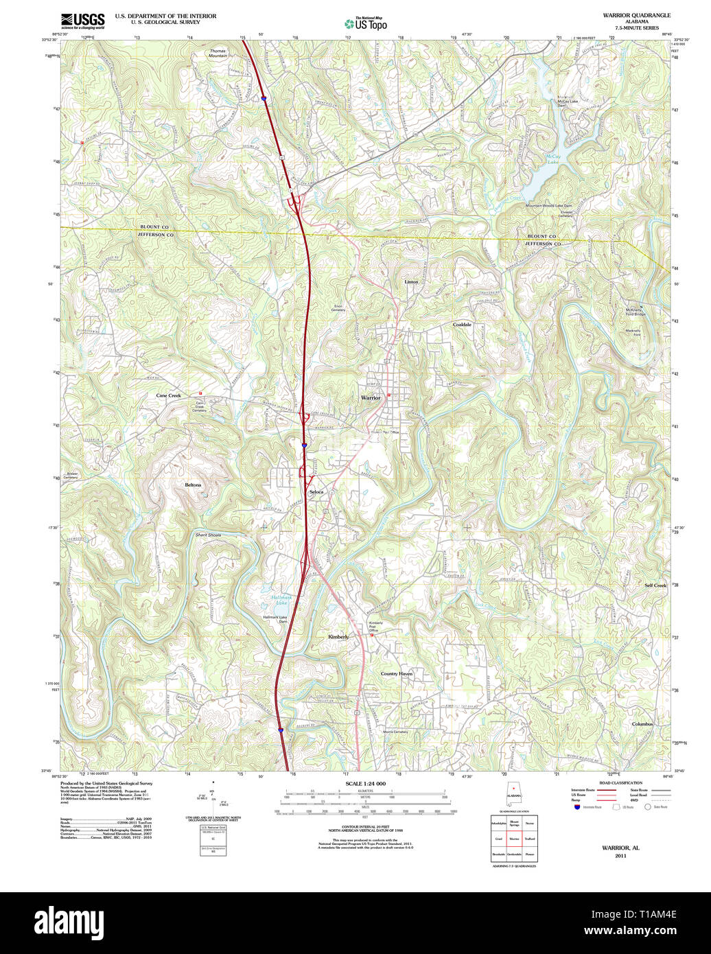 USGS TOPO Karte Alabama AL Krieger 20111206 TM Stockfoto