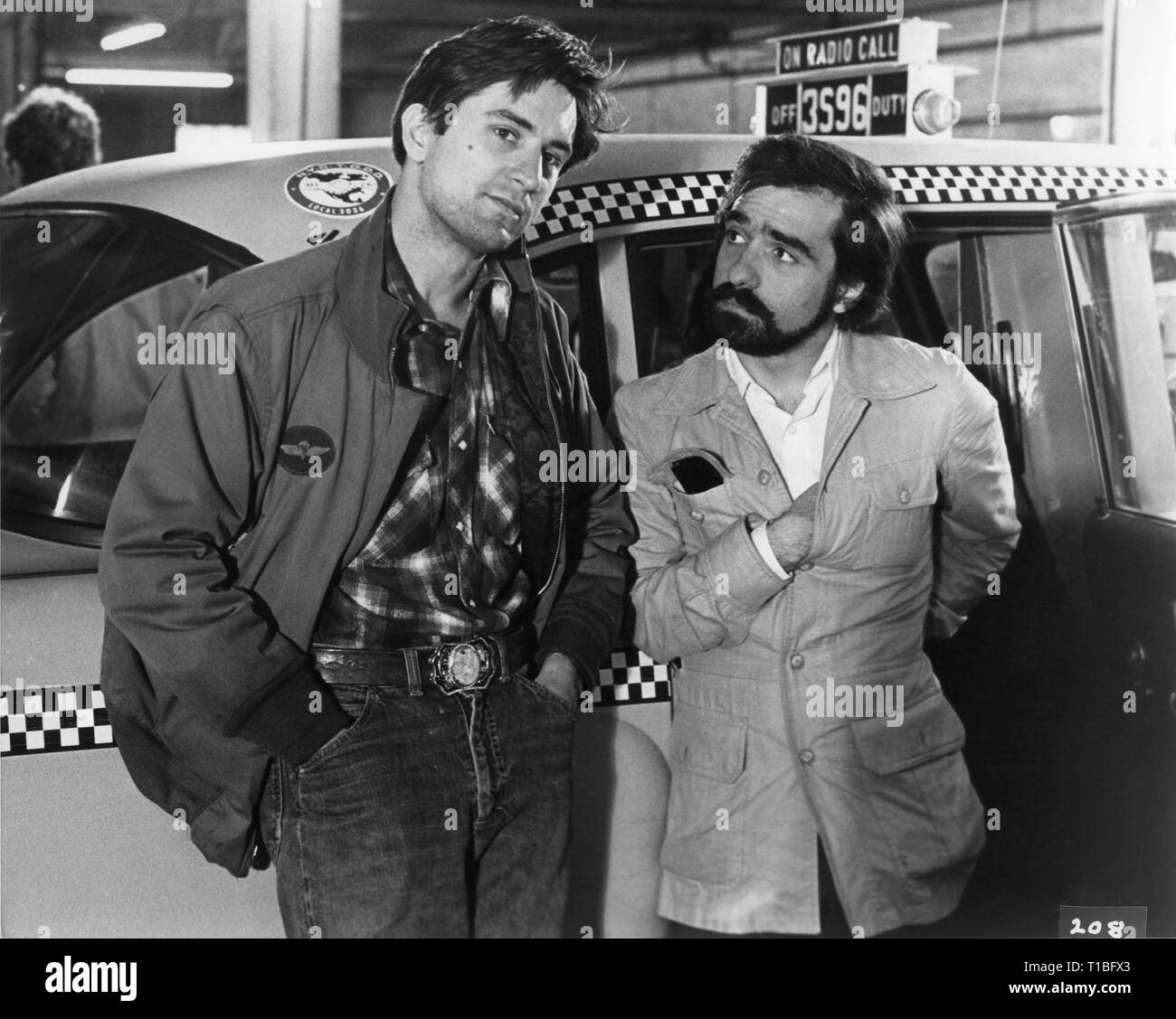 Robert De Niro Regisseur Martin Scorsese auf ehrlichen Taxifahrer 1976 Drehbuch Paul Schrader Bill/Phillips Italo/Judeo Productions Columbia Pictures Corporation Stockfoto