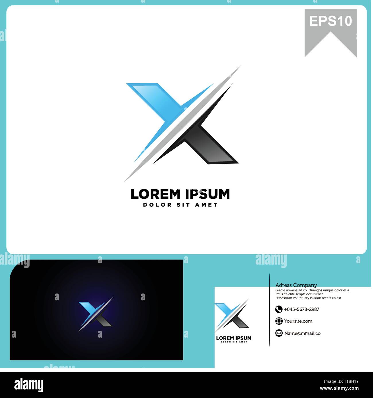 Lattering X logo Konzept für Technologie Stock Vektor