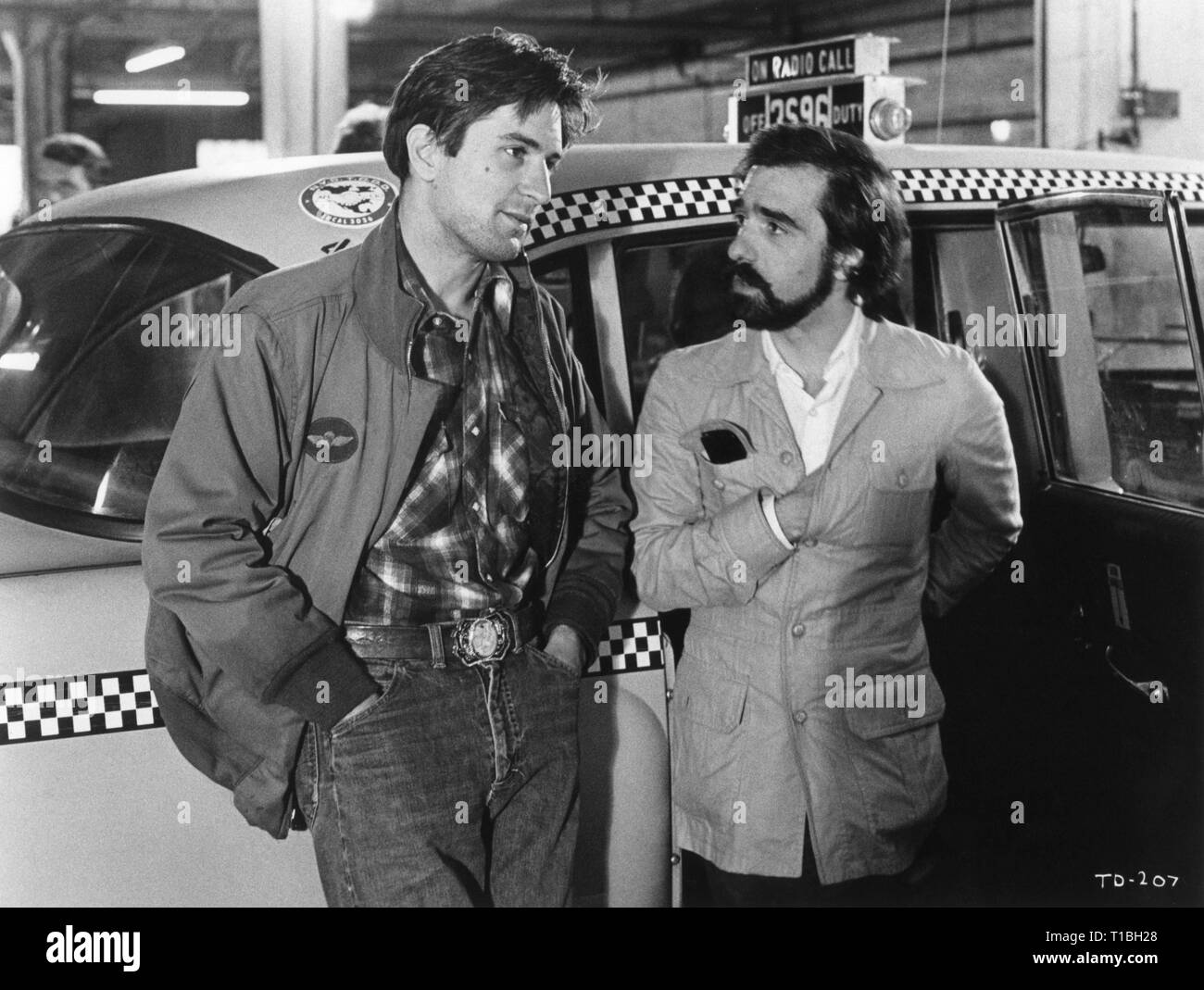 Robert De Niro Regisseur Martin Scorsese auf ehrlichen Taxifahrer 1976 Drehbuch Paul Schrader Bill/Phillips Italo/Judeo Productions Columbia Pictures Corporation Stockfoto