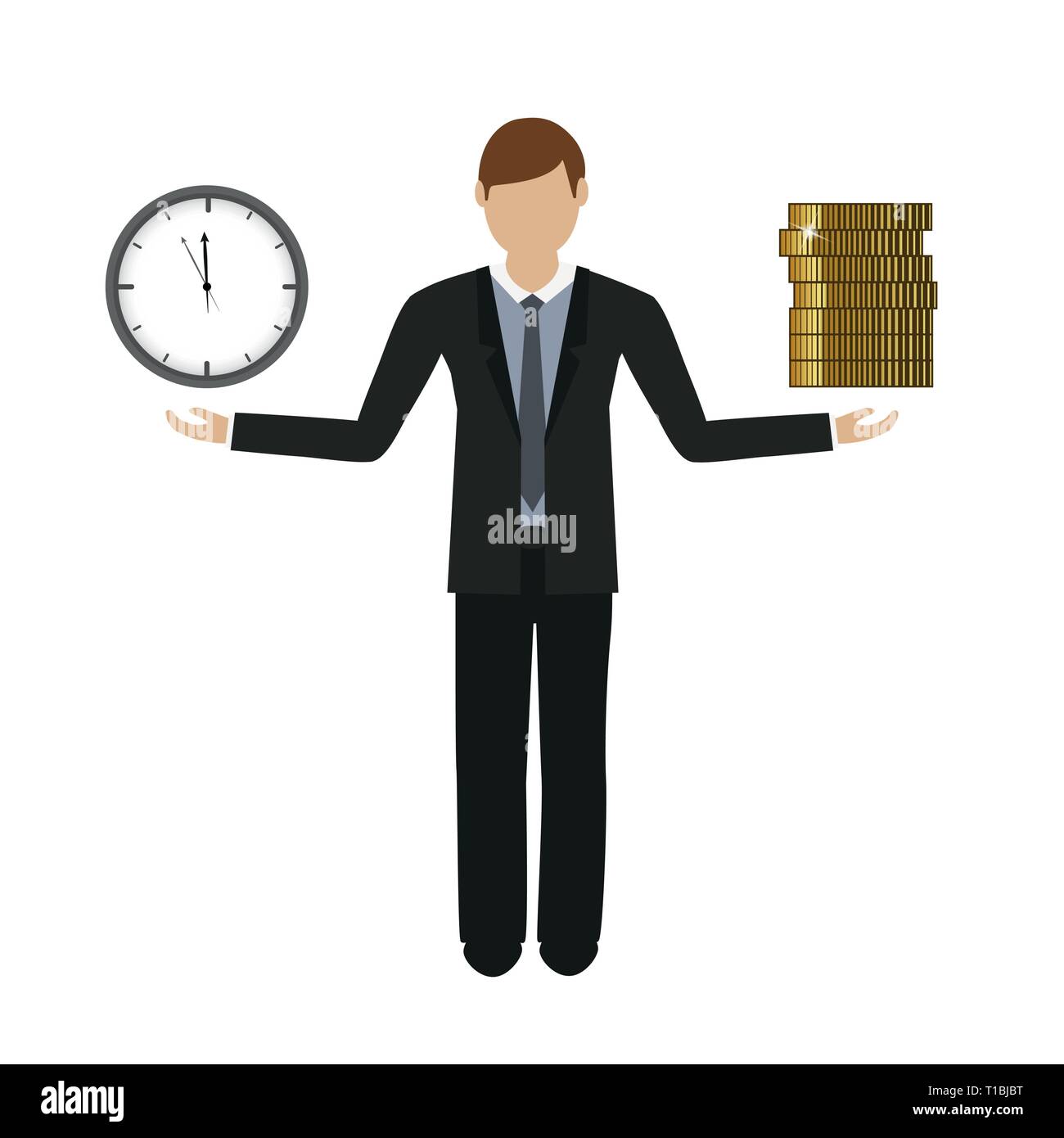 Business Konzept über Zeit und Geld business mann Charakter Vektor-illustration EPS 10. Stock Vektor