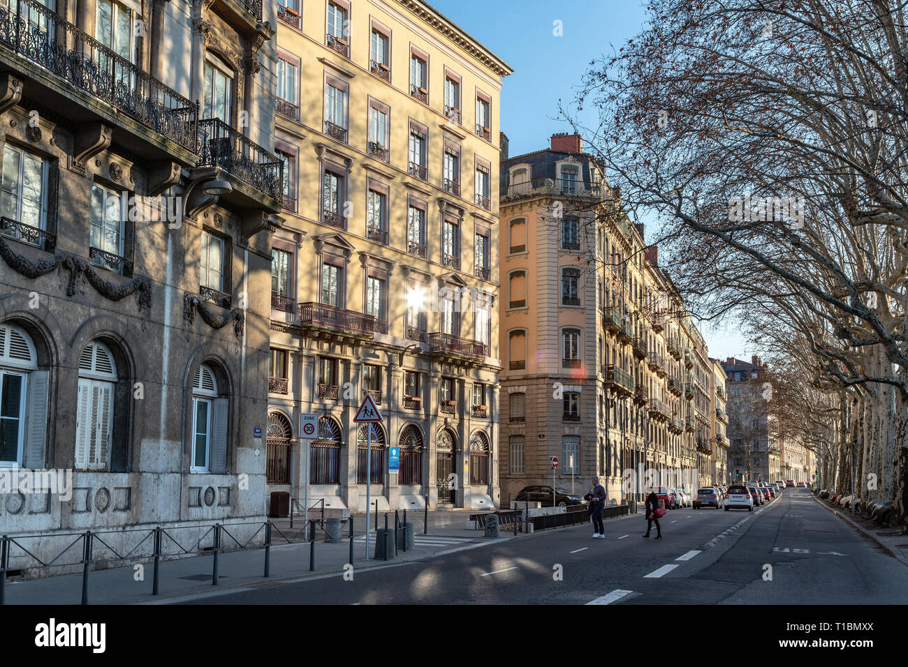 Blick auf die Straße von Lyon im Winter. Frankreich Stockfoto