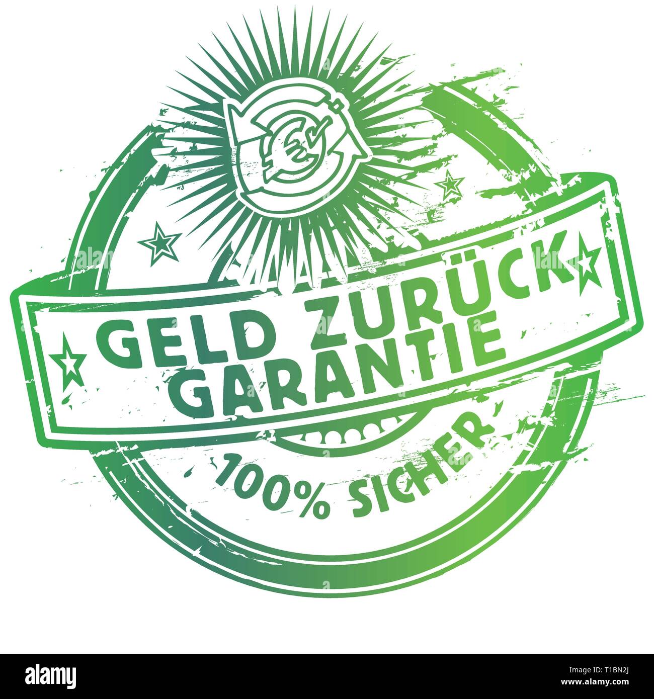 Gummistempel mit Geld-zurück-Garantie und Kreislauf Stock Vektor