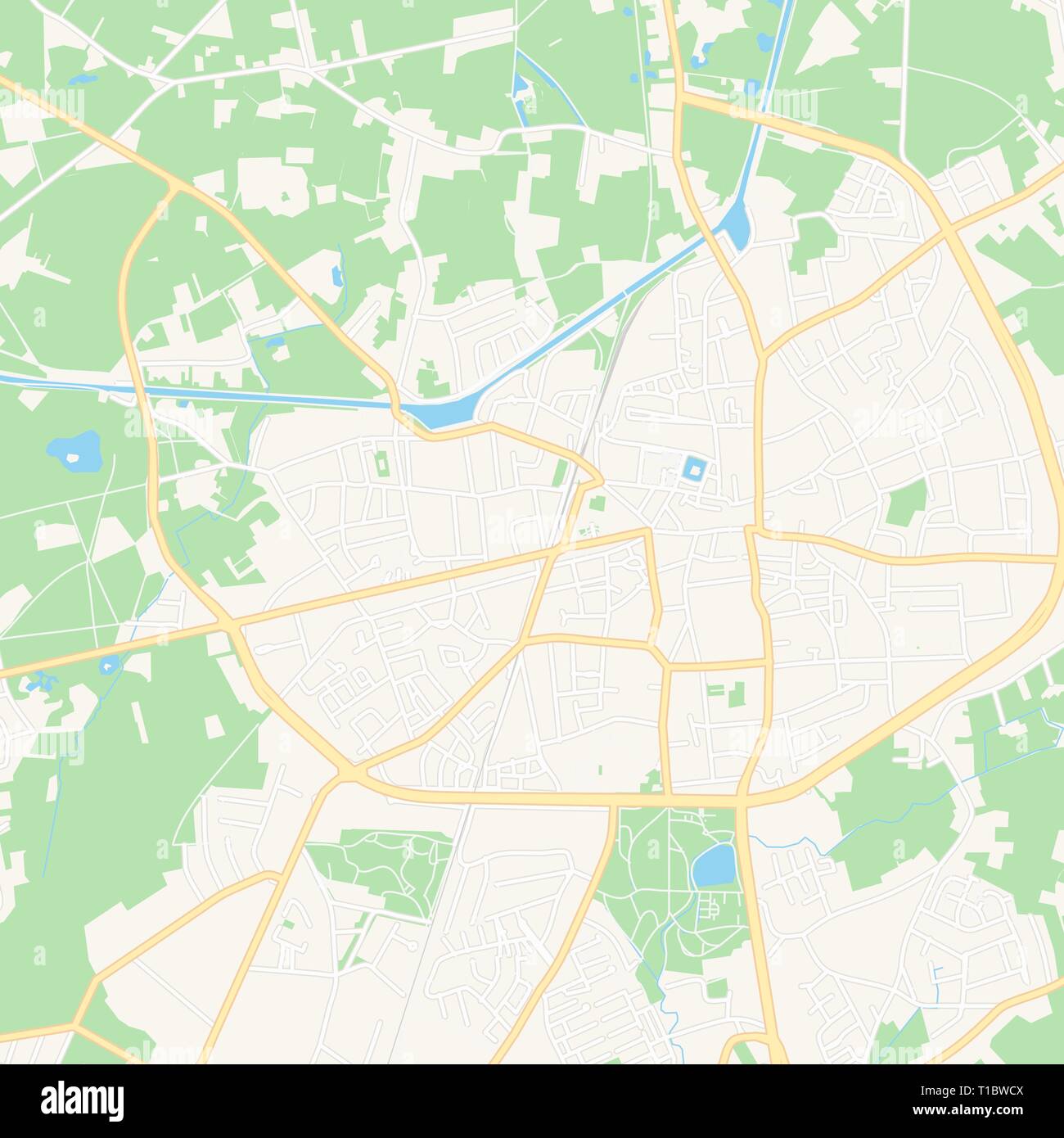Druckbare Karte von Turnhout, Belgien mit Haupt- und Nebenstraßen und größere Bahnen. Diese Karte ist sorgfältig für Routing und Inverkehrbringen individua konzipiert Stock Vektor