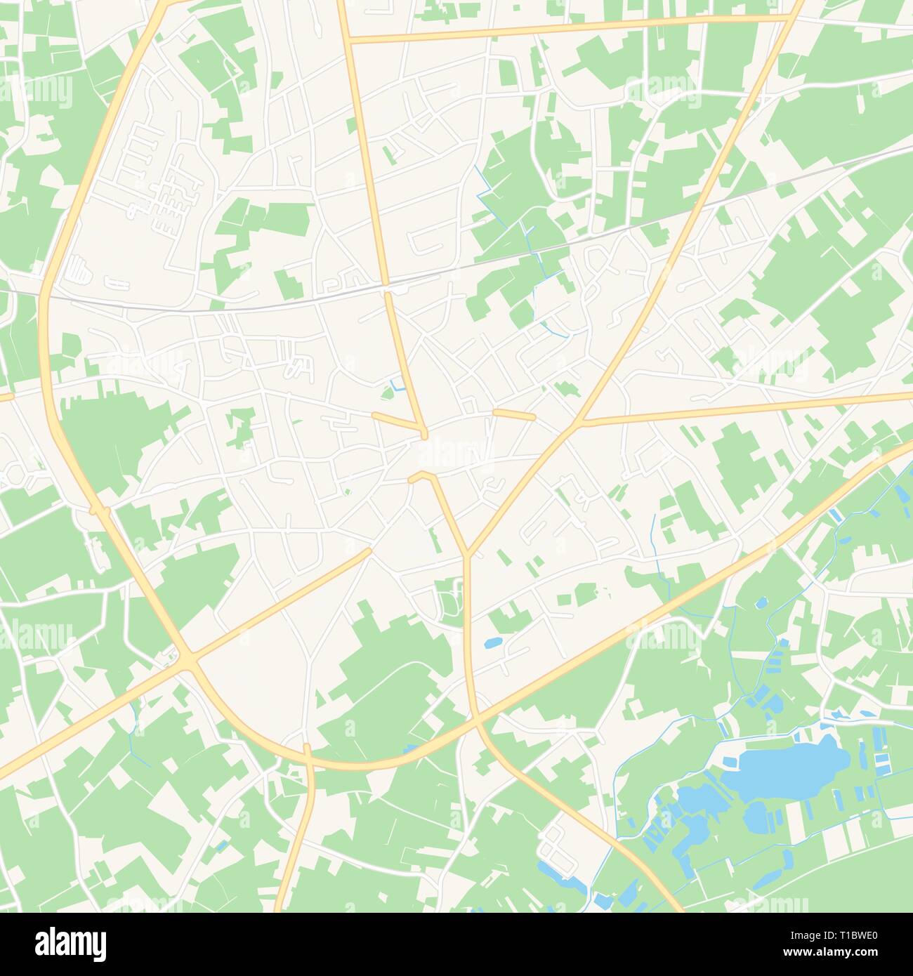 Druckbare Karte von Geel, Belgien mit Haupt- und Nebenstraßen und größere Bahnen. Diese Karte ist sorgfältig für das Routing und die Platzierung von einzelnen da konzipiert Stock Vektor