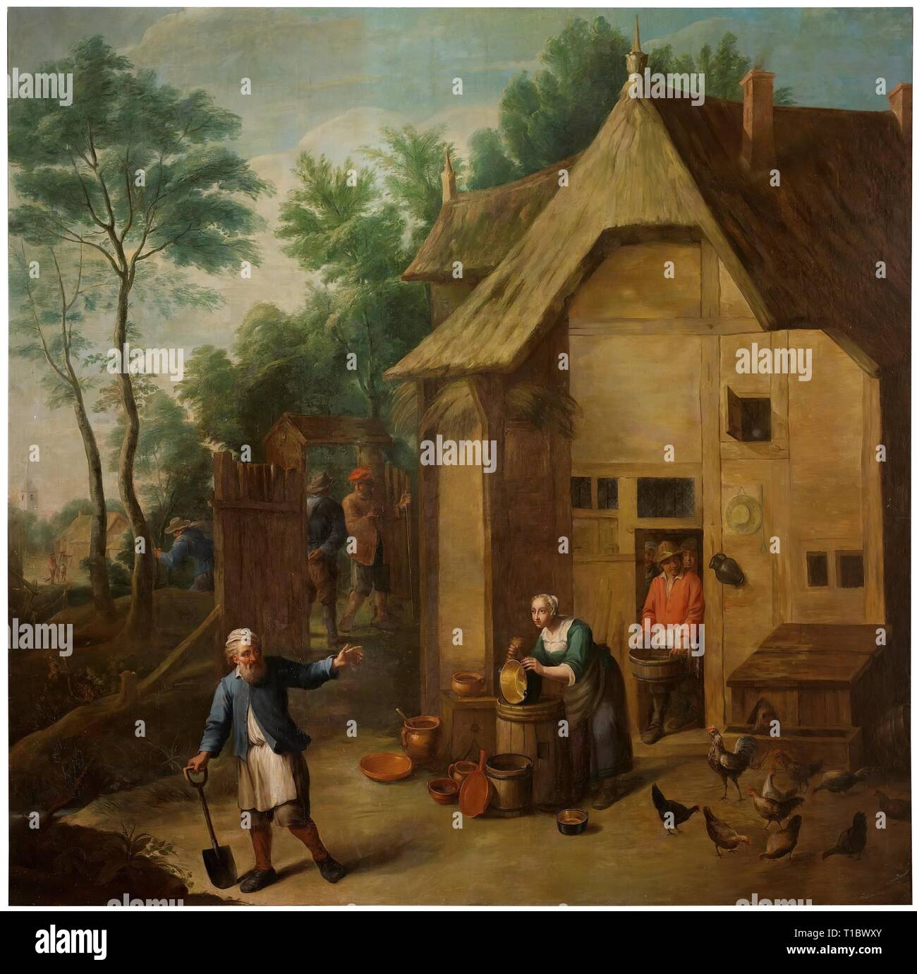 Andrés de la Calleja/" Das rustikale Haus'. XVIII Jahrhundert. Öl auf Leinwand. Museum: Museo del Prado, Madrid, España. Stockfoto