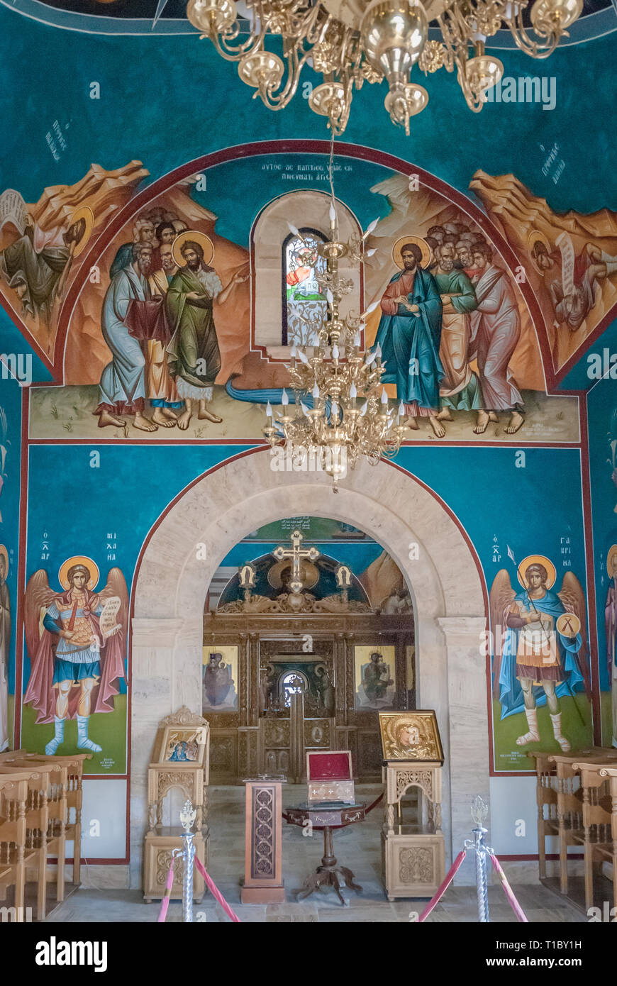 Die neu errichtete Griechisch-orthodoxen Kirche von Johannes dem Täufer, der in der Taufe "Bethanien jenseits des Jordan" (Al-Maghtas) in Jordanien, Naher Osten Stockfoto