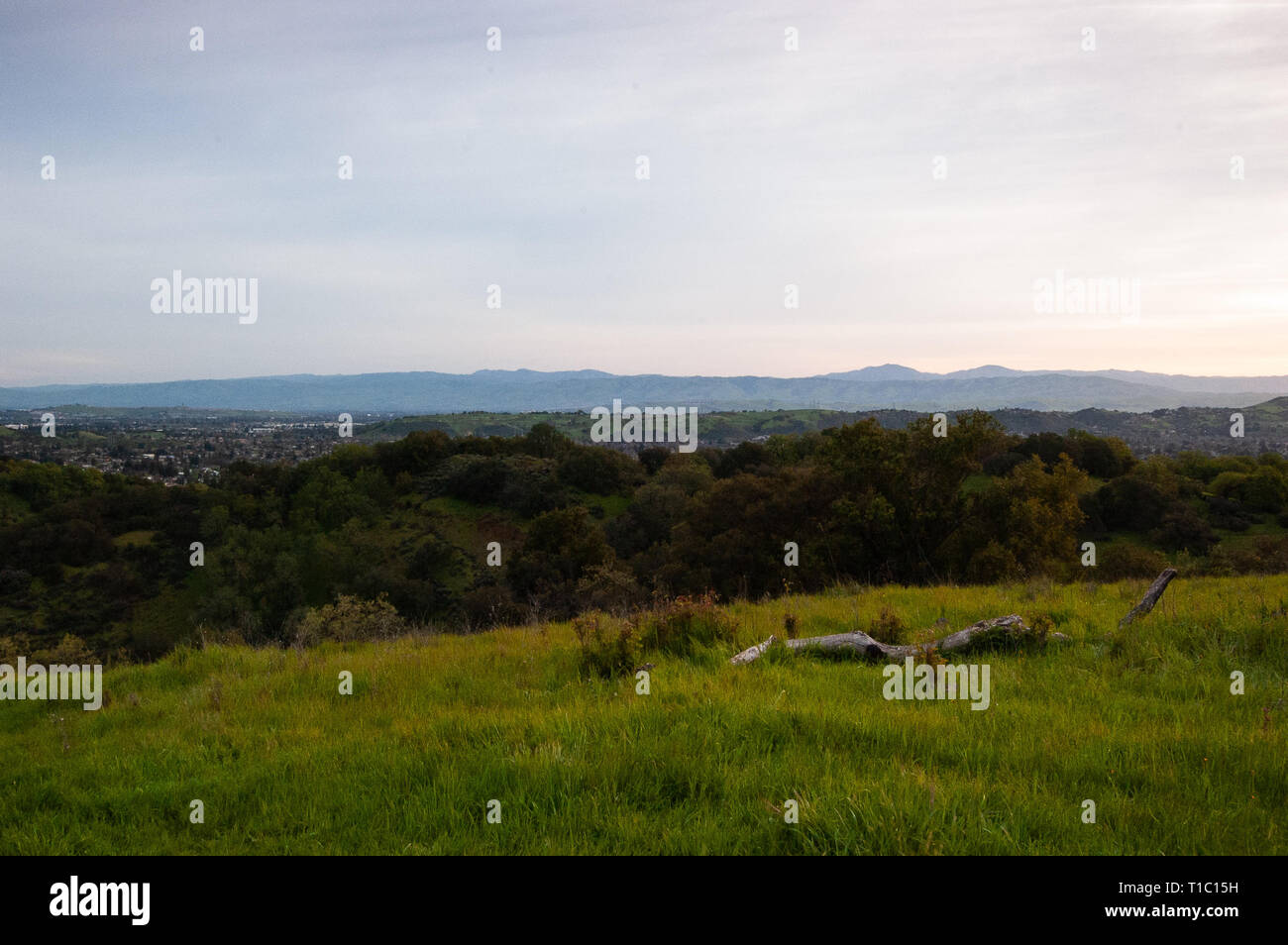 Sonnenaufgang in Quicksilver Park, mit Blick auf den San Jose, CA Stockfoto