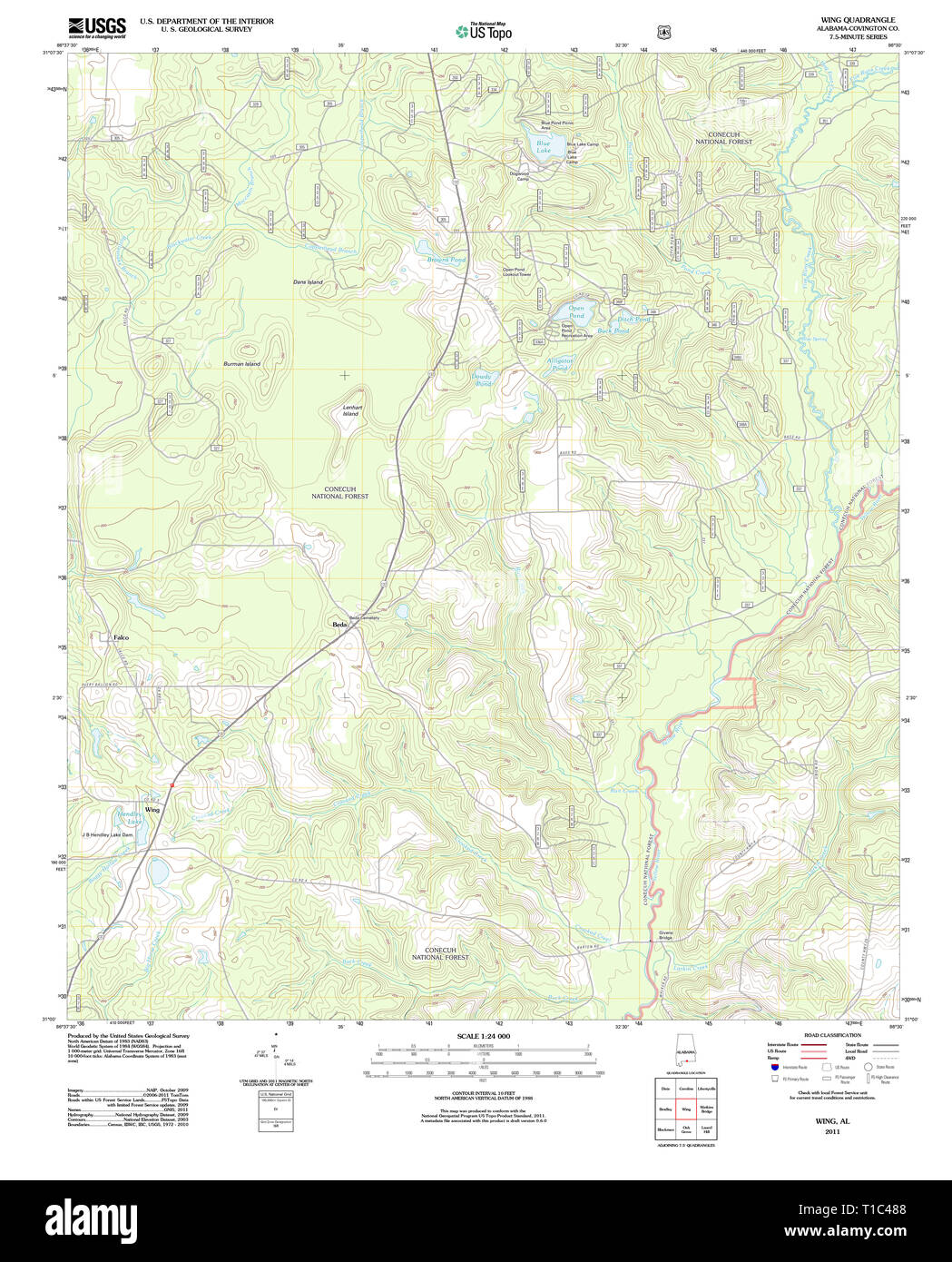 USGS TOPO Karte Alabama AL Kotflügel 20110926 TM Stockfoto