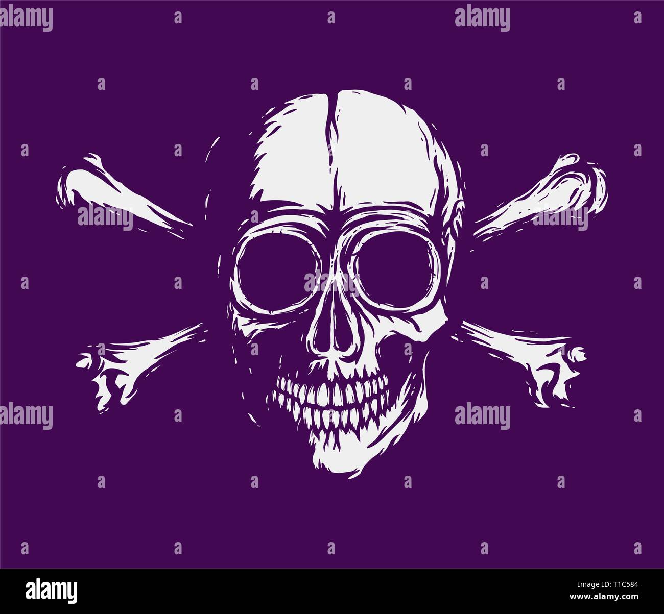 Die neuen weißen Totenkopf mit Knochen - 2019 Stock Vektor