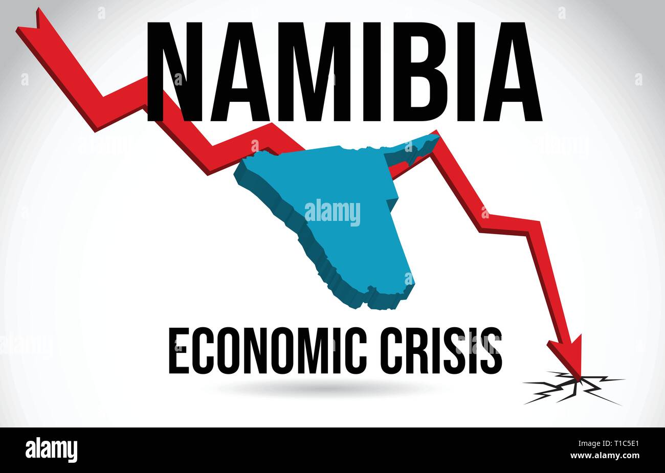 Namibia Karte Finanzkrise wirtschaftlichen Zusammenbruch den Börsencrash Global Meltdown Vector Illustration. Stock Vektor
