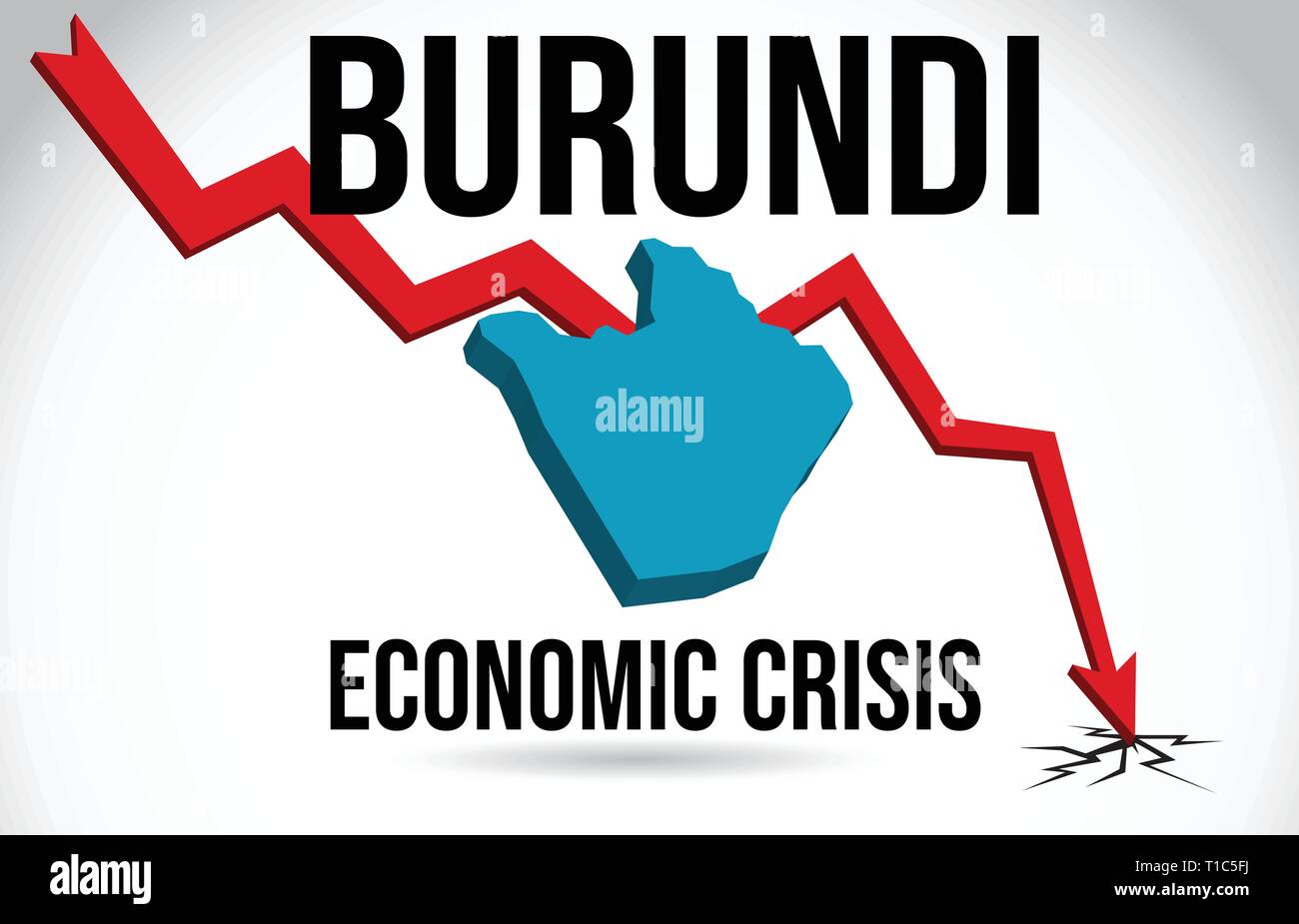 Burundi Karte Finanzkrise wirtschaftlichen Zusammenbruch den Börsencrash Global Meltdown Vector Illustration. Stock Vektor