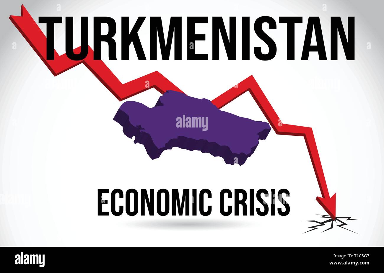 Turkmenistan Karte Finanzkrise wirtschaftlichen Zusammenbruch den Börsencrash Global Meltdown Vector Illustration. Stock Vektor