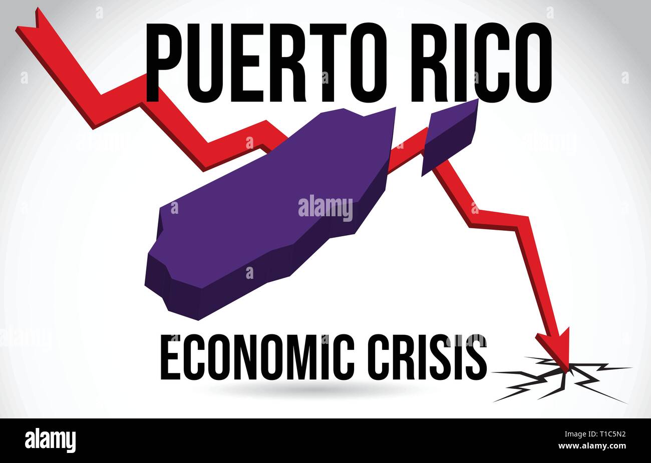 Puerto Rico Karte Finanzkrise wirtschaftlichen Zusammenbruch den Börsencrash Global Meltdown Vector Illustration. Stock Vektor