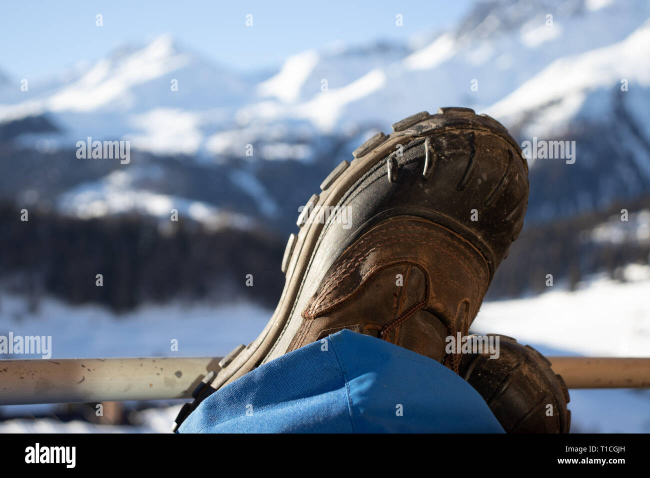 Entspannen in einer bergigen Landschaft Stockfoto
