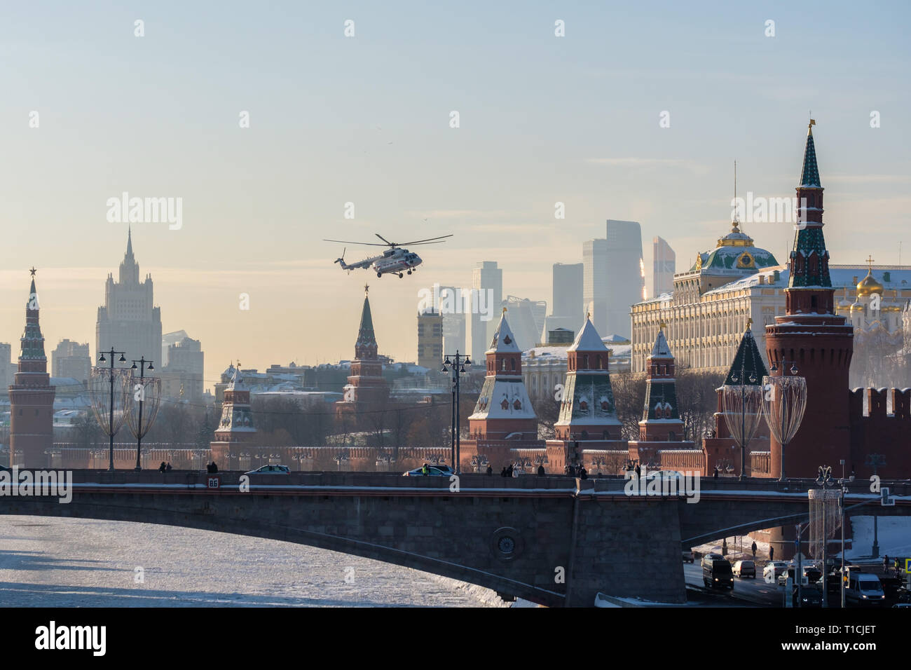 Der Hubschrauberlandeplatz auf dem Territorium des Moskauer Kreml. Stockfoto